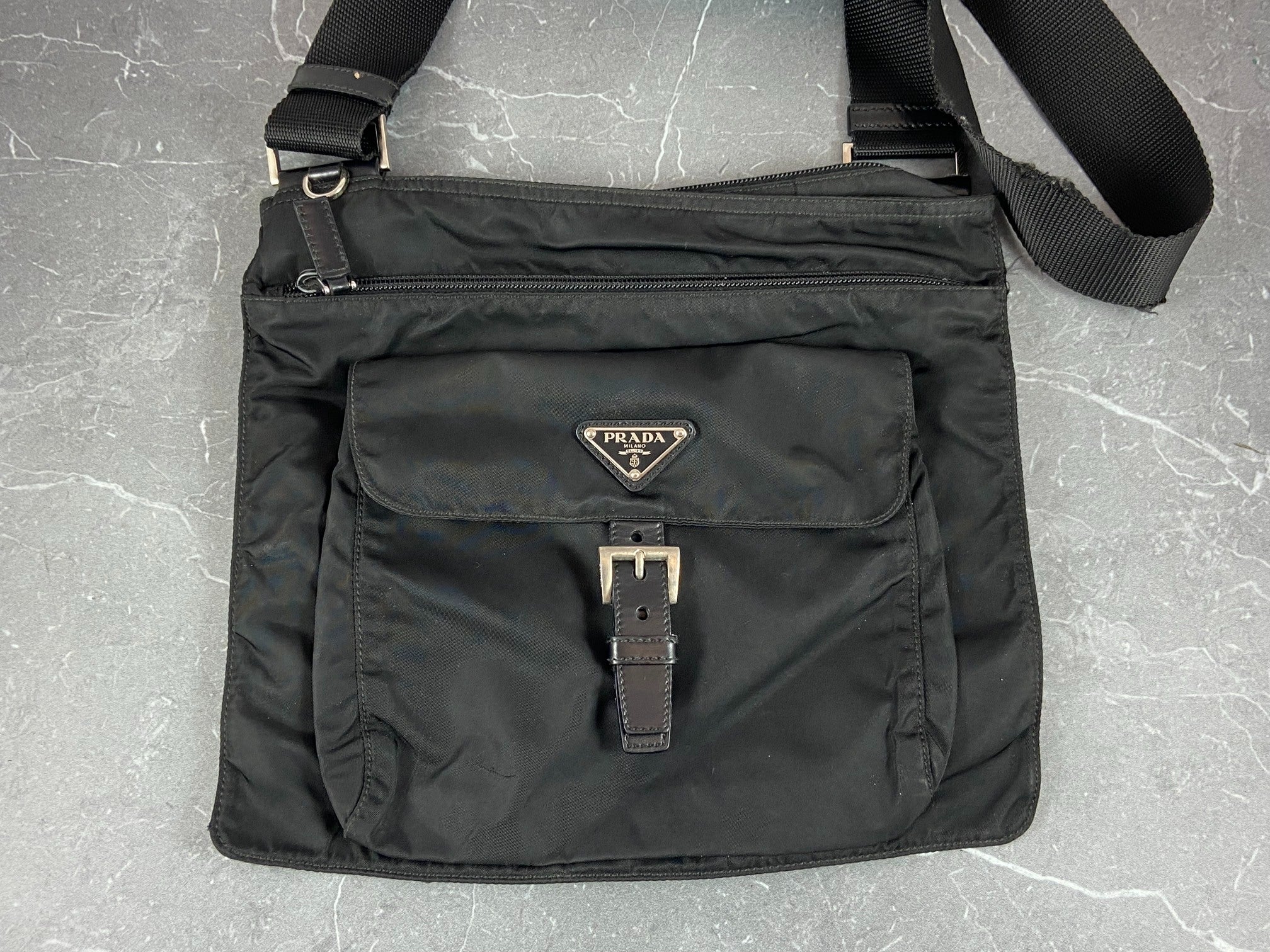 Prada BT0573 Tessuto Nylon Shoulder / Messenger Bag Black