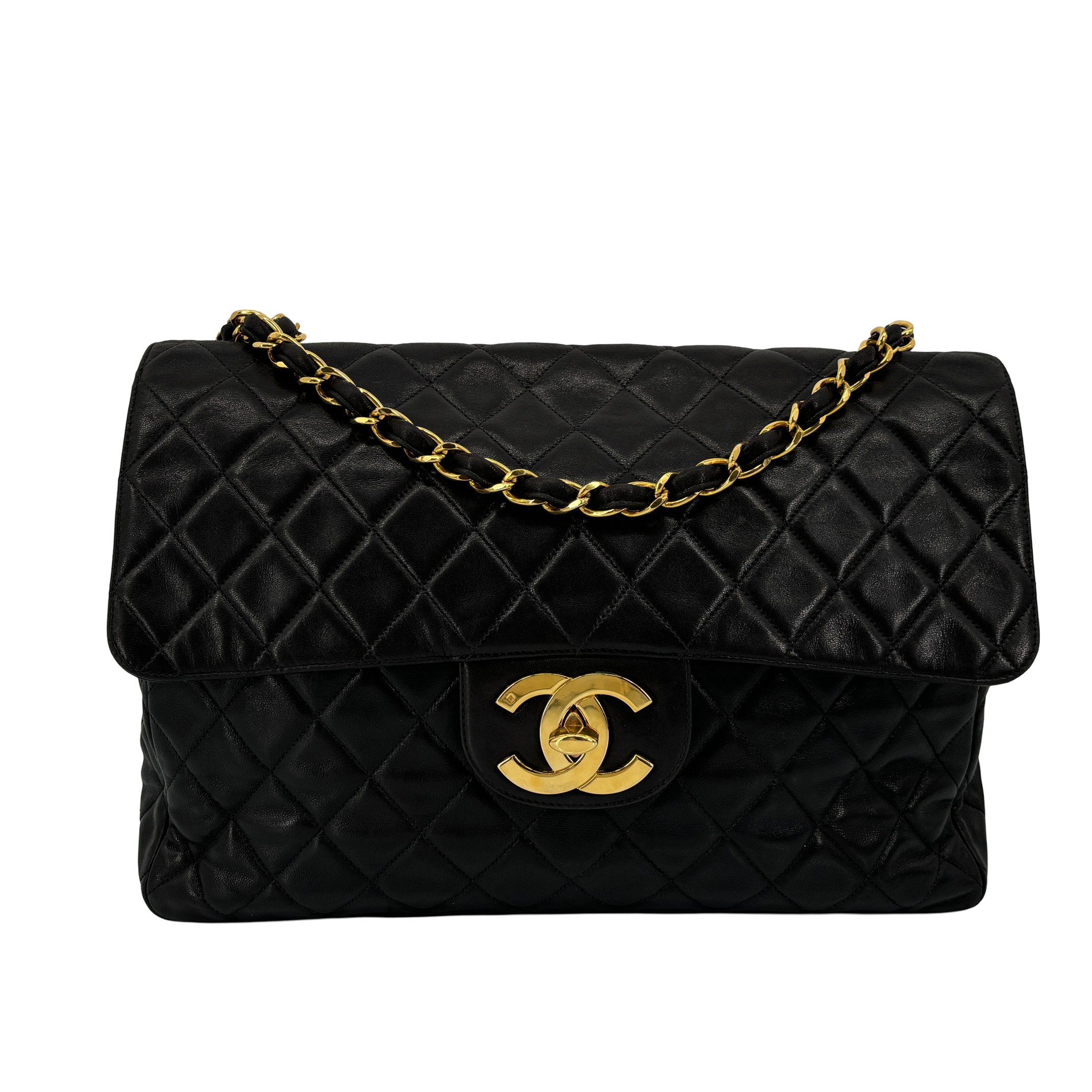 Chanel Timeless / Classique Maxi Single Flap Bag Black Matelassé Leather