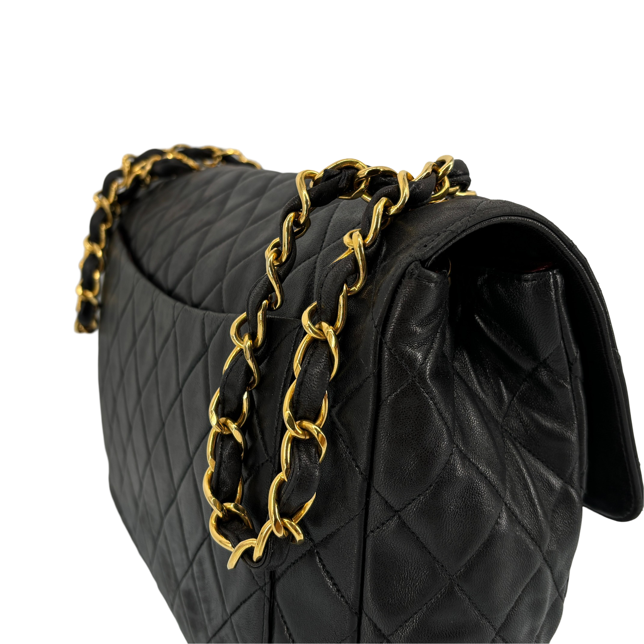 Chanel Timeless / Classique Maxi Single Flap Bag Black Matelassé Leather