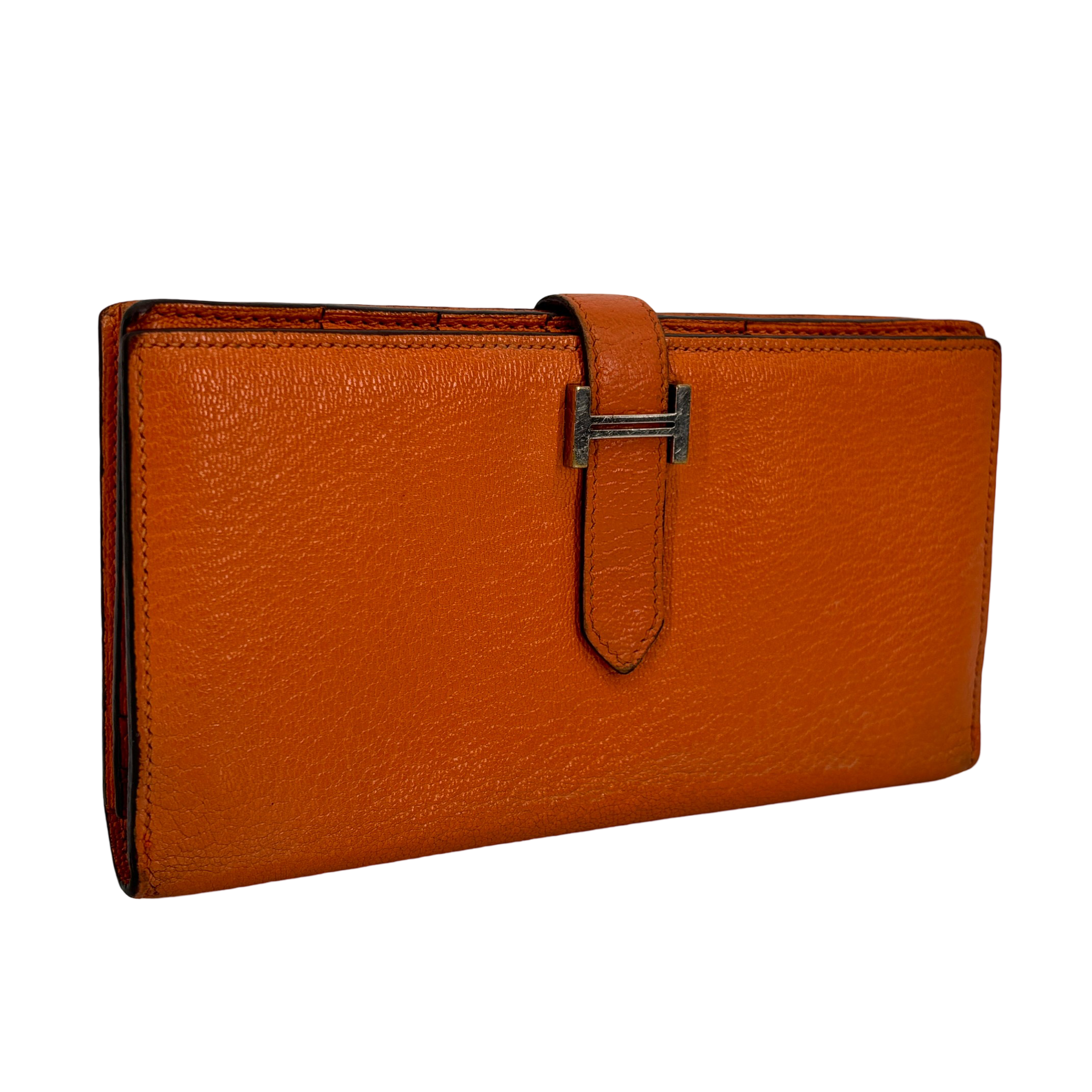 Hermes Bearn Wallet Orange Epsom Leather