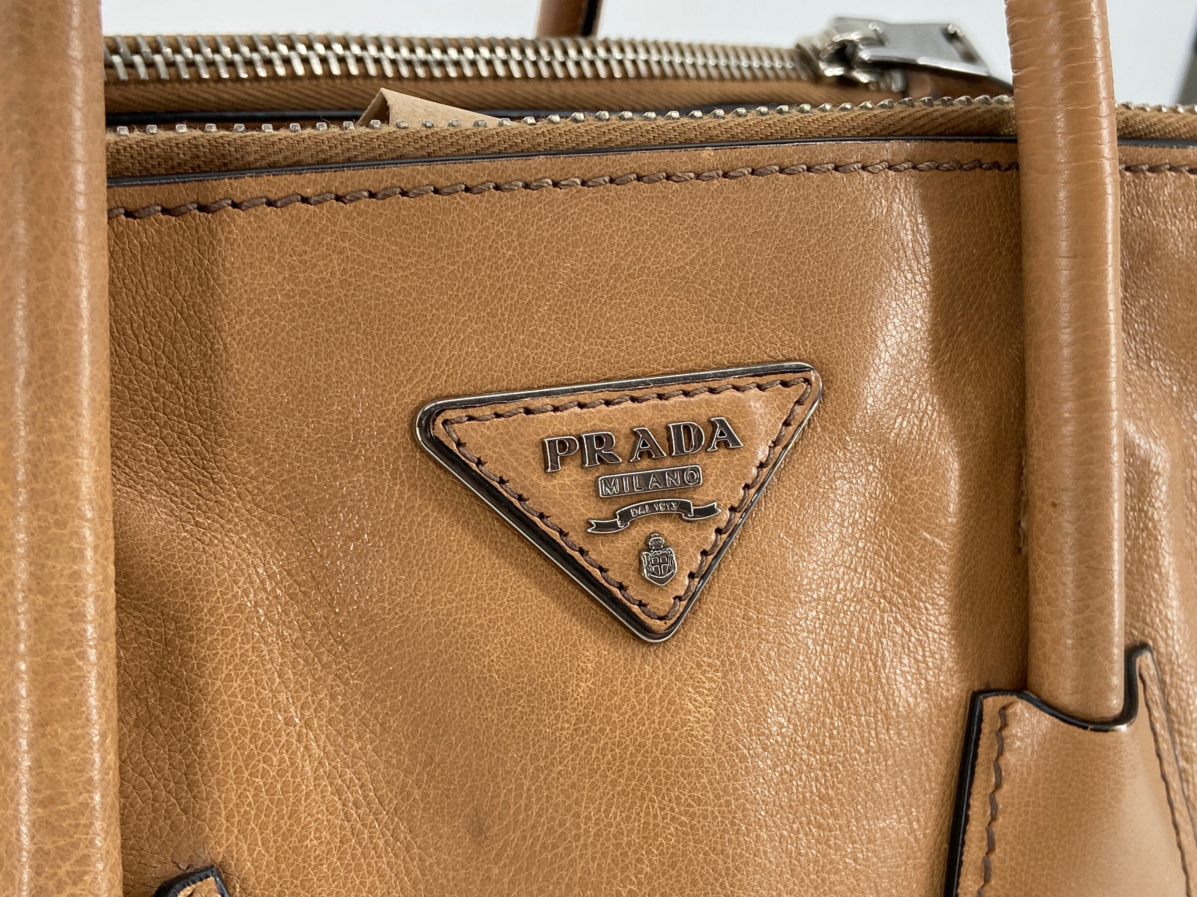 Prada Twin Zip Hand / Shoulder Bag Brown Leather incl. Dustbag