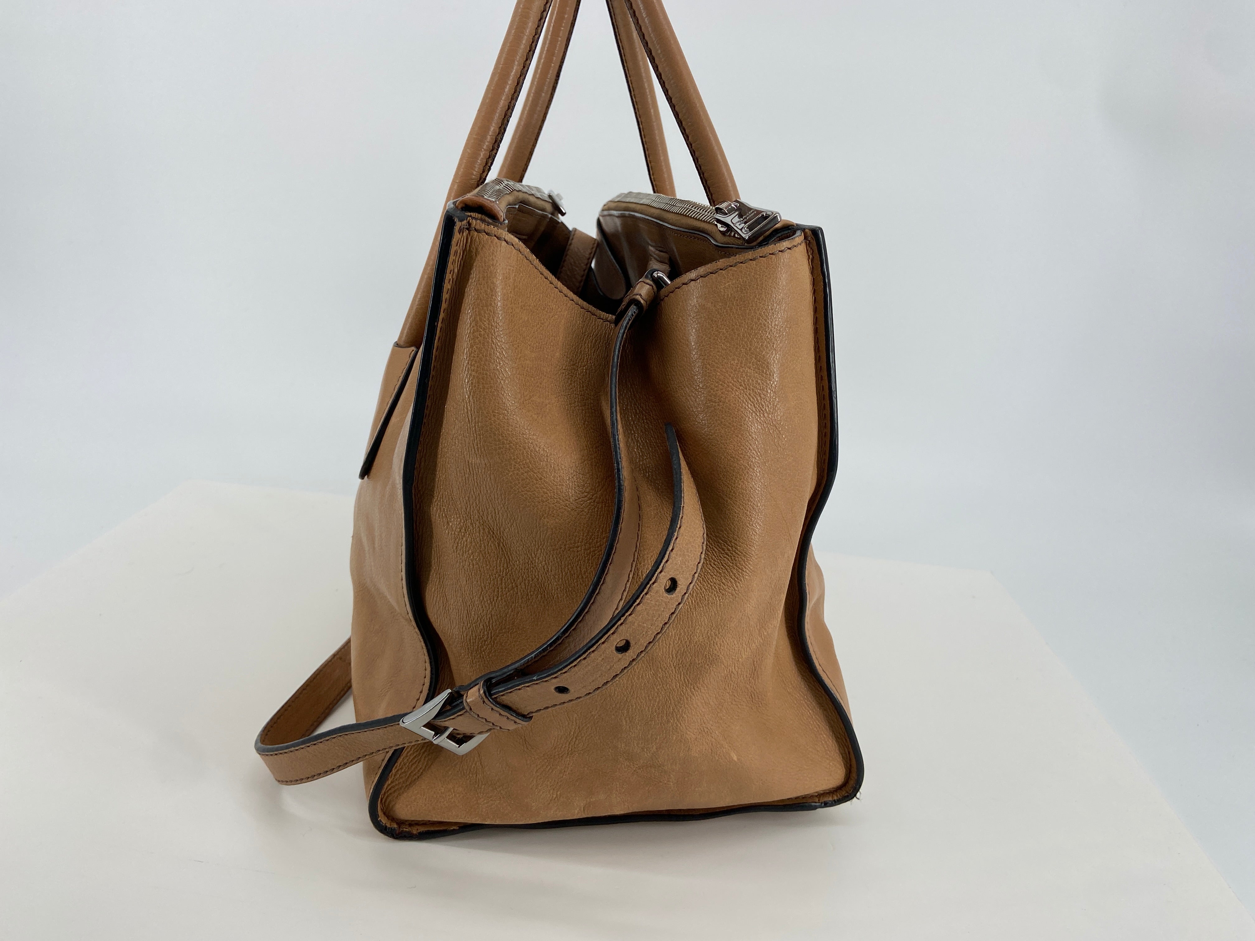 Prada Twin Zip Hand / Shoulder Bag Brown Leather incl. Dustbag