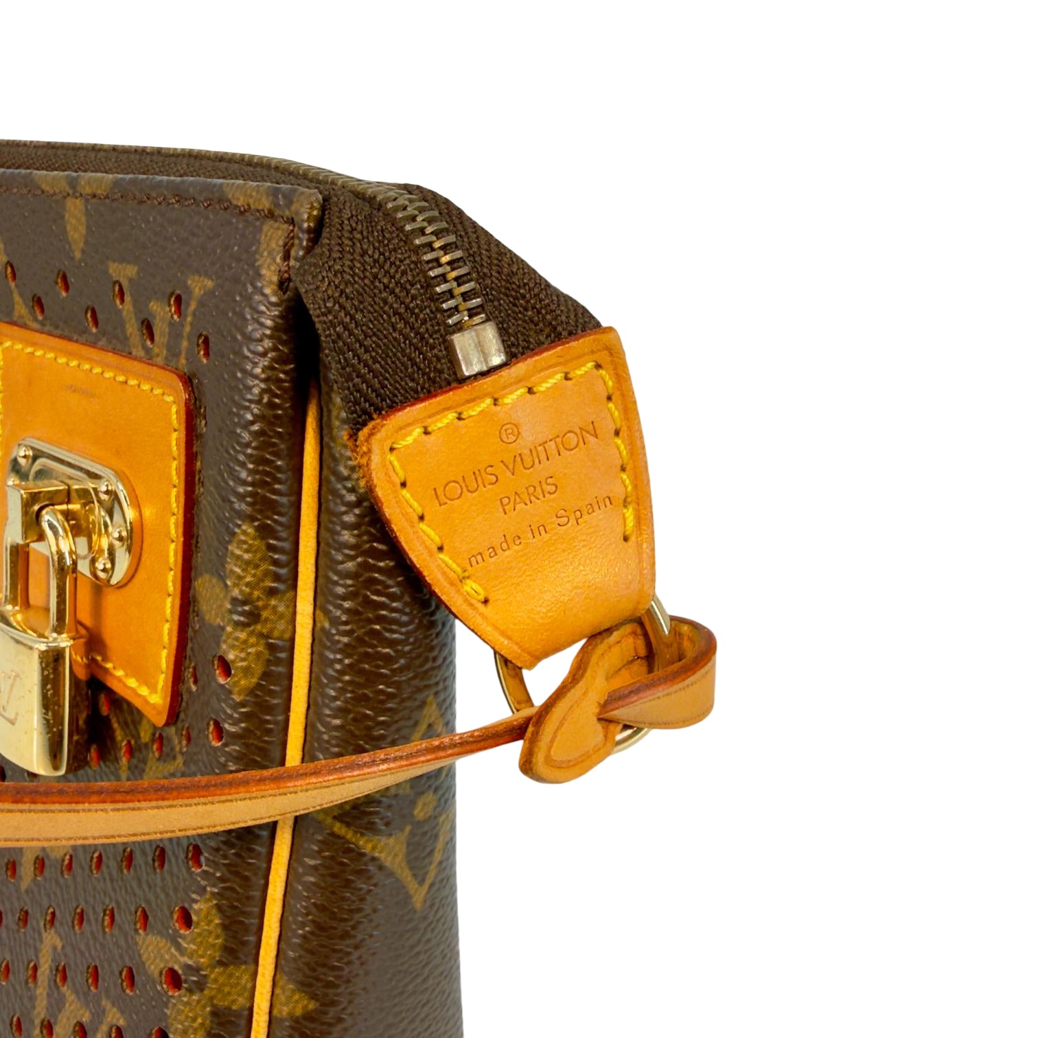 Louis Vuitton Pochette Accessoires Perforated Braun x Rot Monogram Canvas