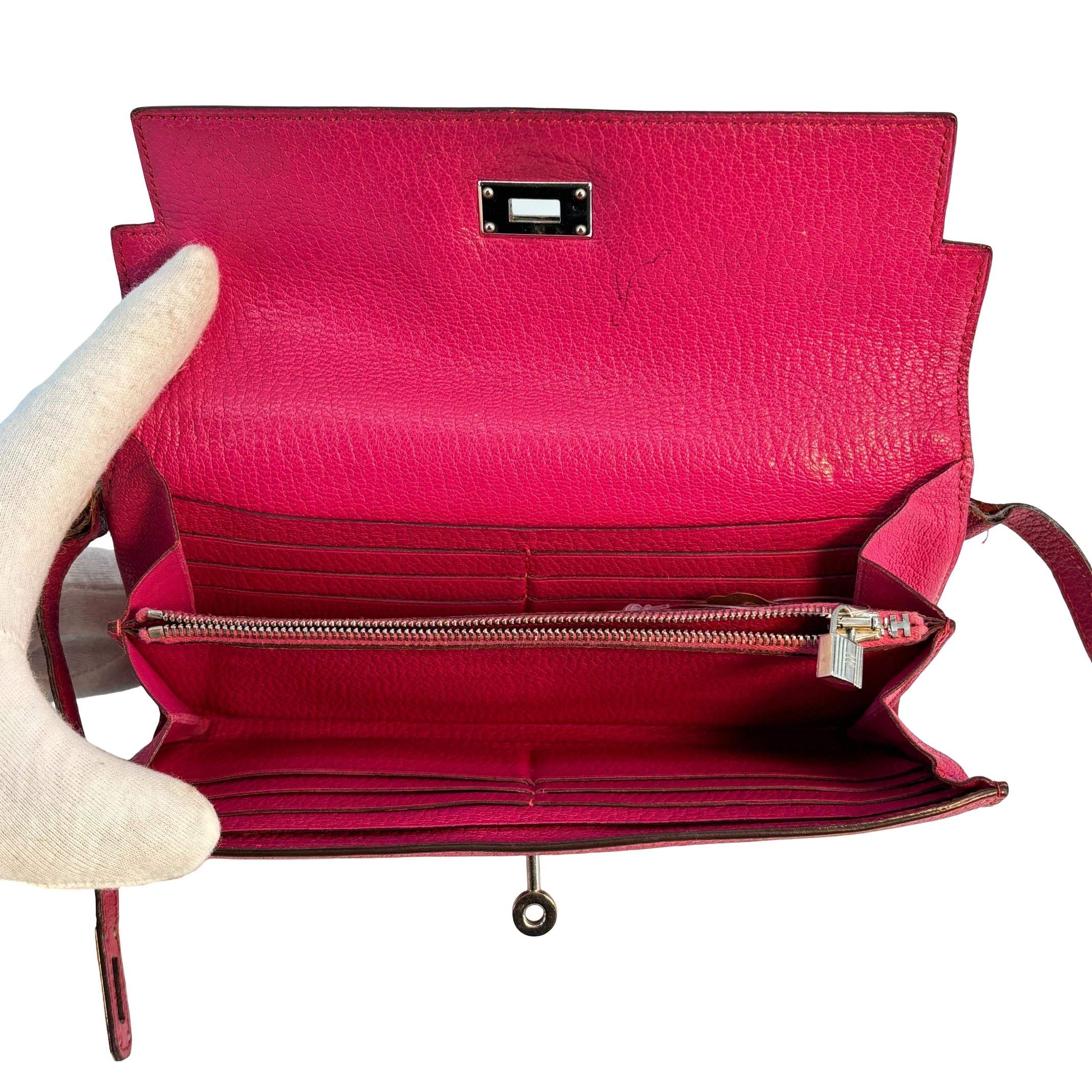 Hermès Kelly Wallet Pink Leather