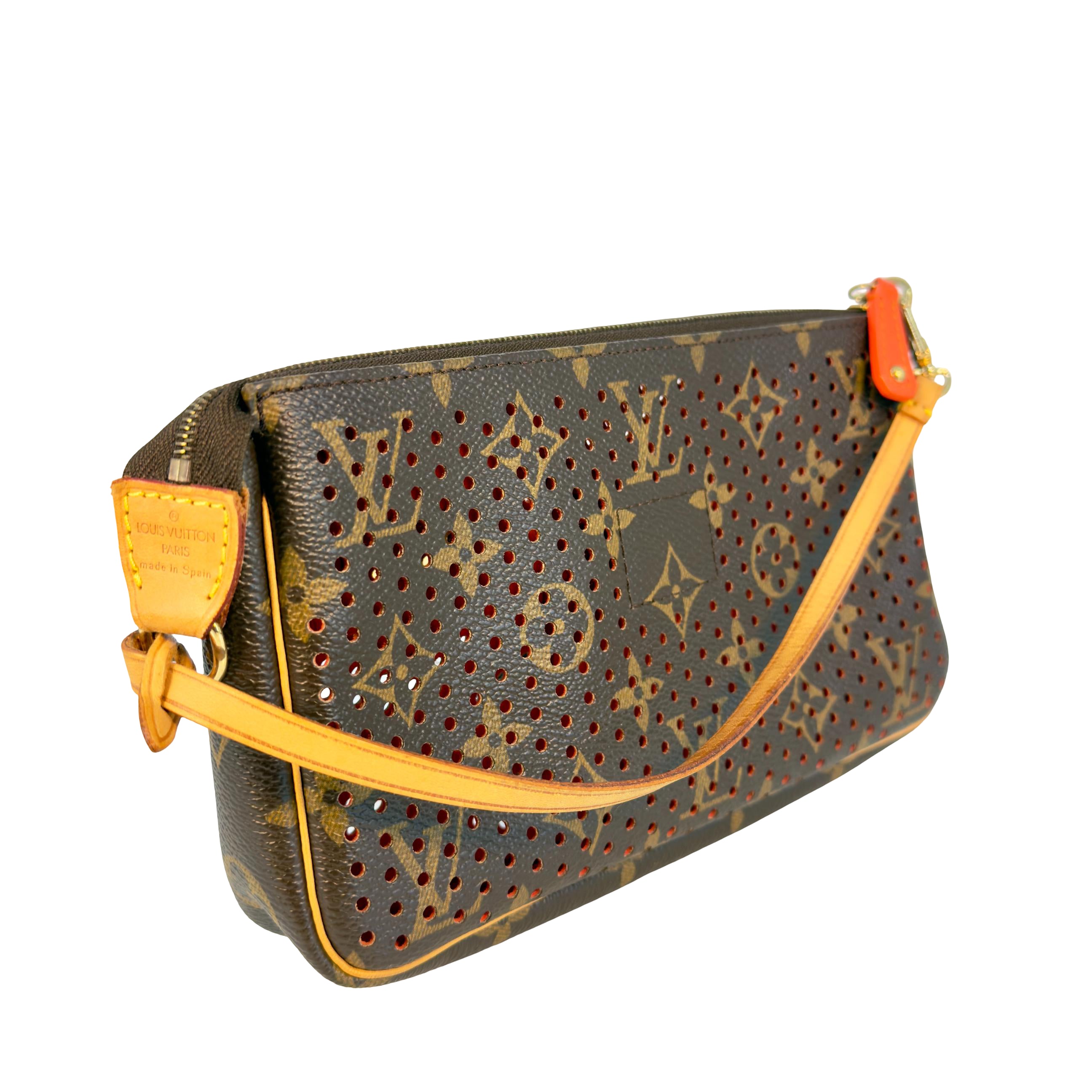 Louis Vuitton Pochette Accessoires Perforated Braun x Rot Monogram Canvas