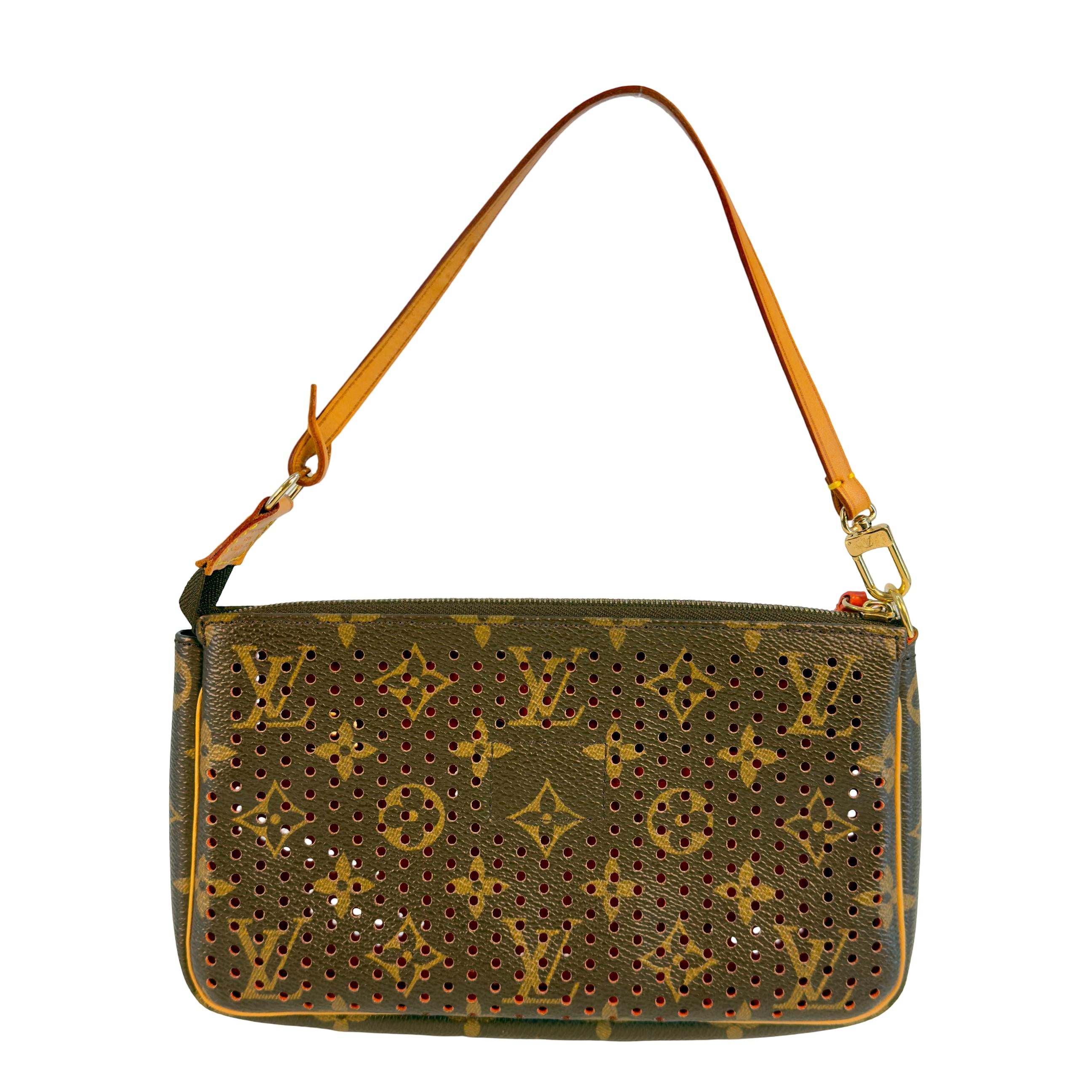 Louis Vuitton Pochette Accessoires Perforated Braun x Rot Monogram Canvas