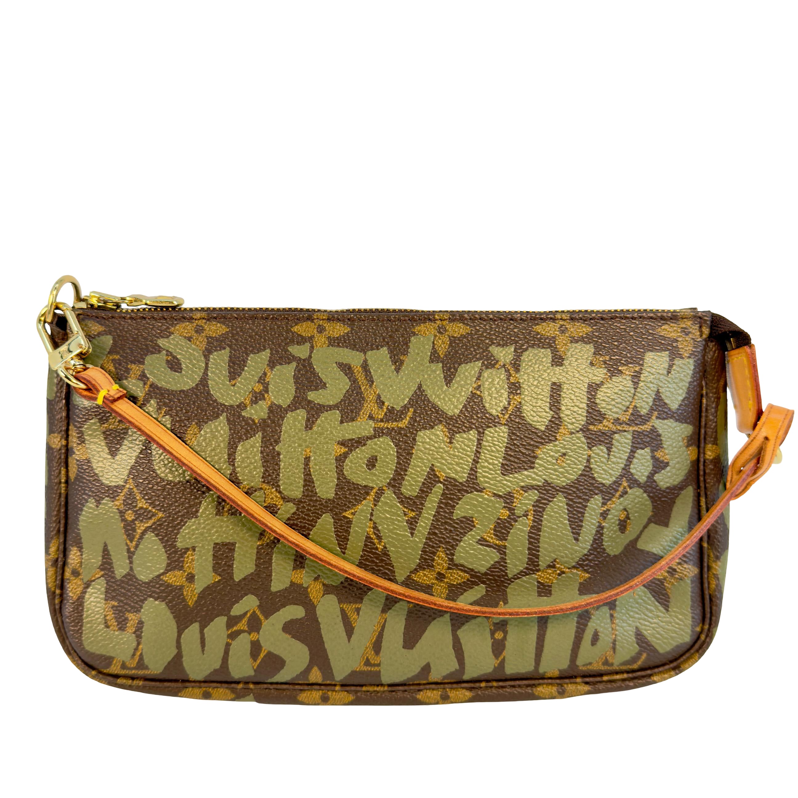 Louis Vuitton Pochette Accessoires Graffiti Grün x Braun Monogram Canvas