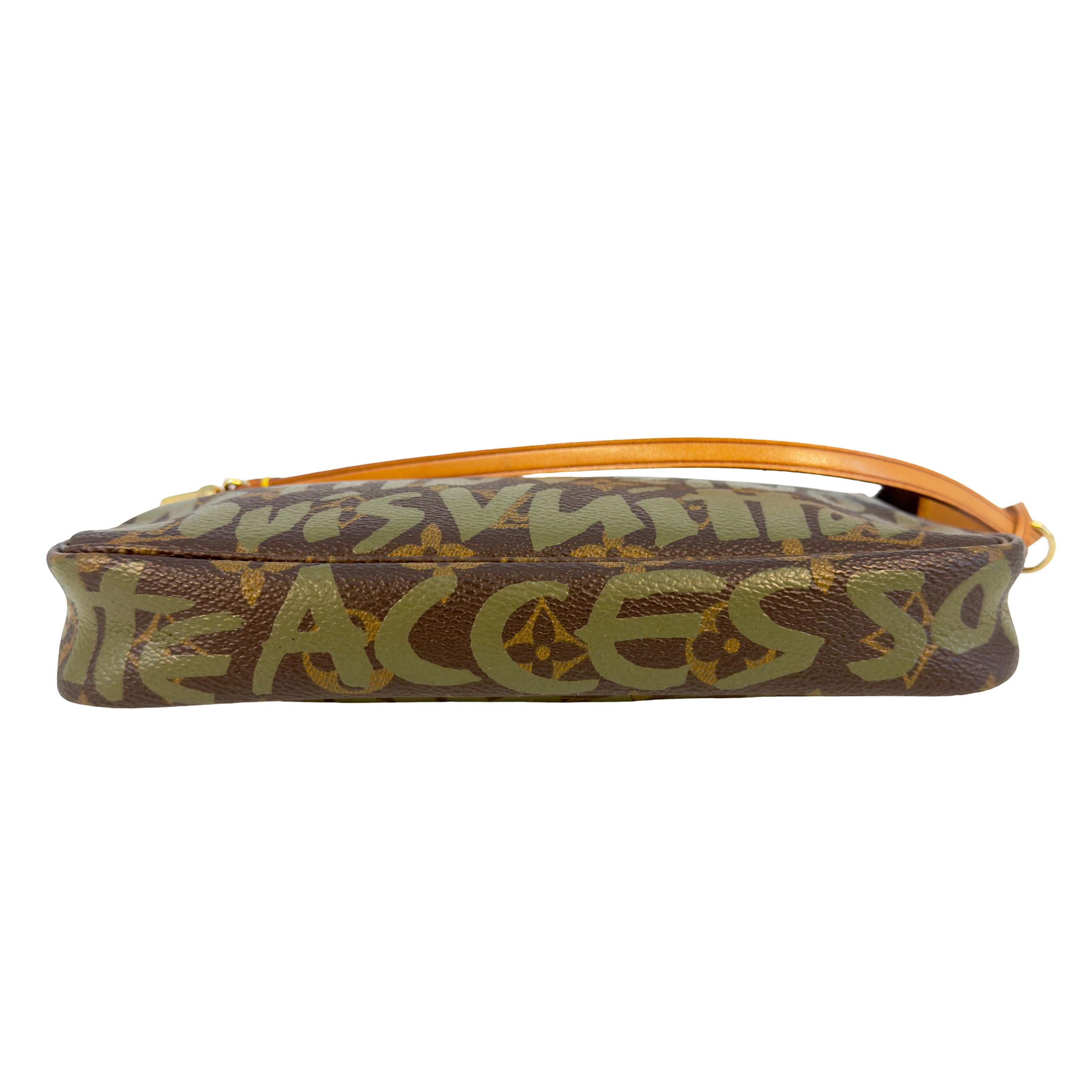 Louis Vuitton Pochette Accessoires Graffiti Grün x Braun Monogram Canvas