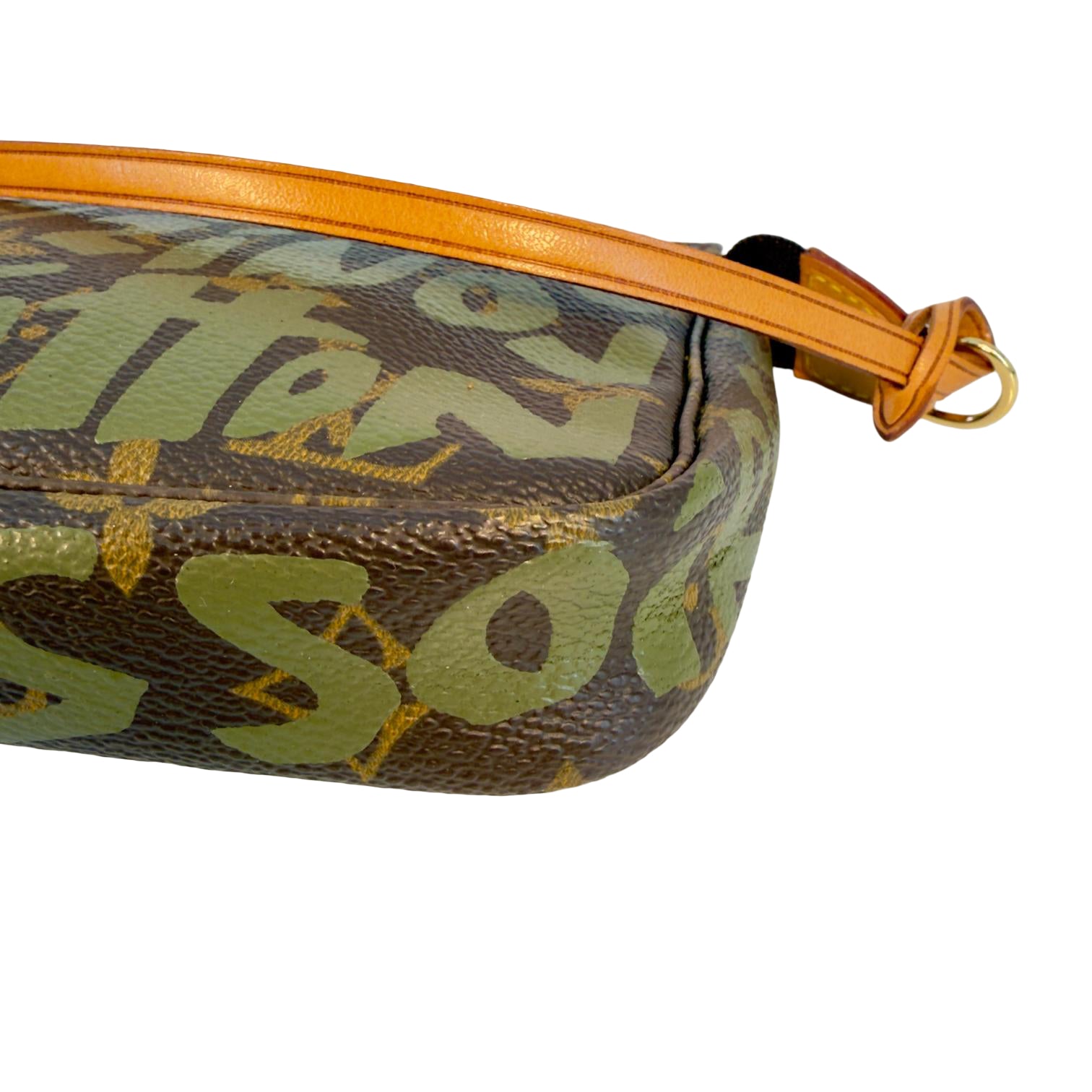 Louis Vuitton Pochette Accessoires Graffiti Grün x Braun Monogram Canvas