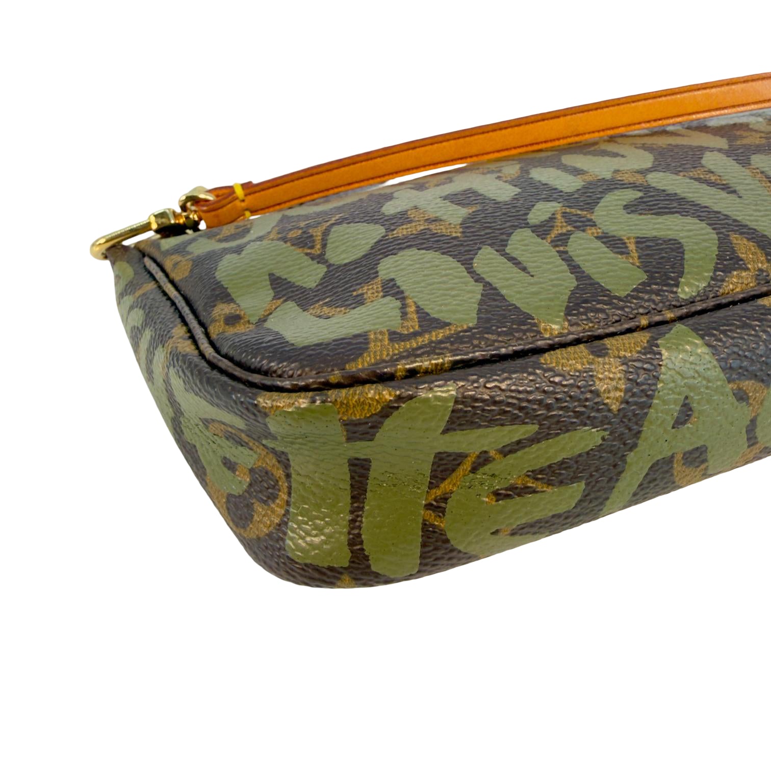 Louis Vuitton Pochette Accessoires Graffiti Grün x Braun Monogram Canvas