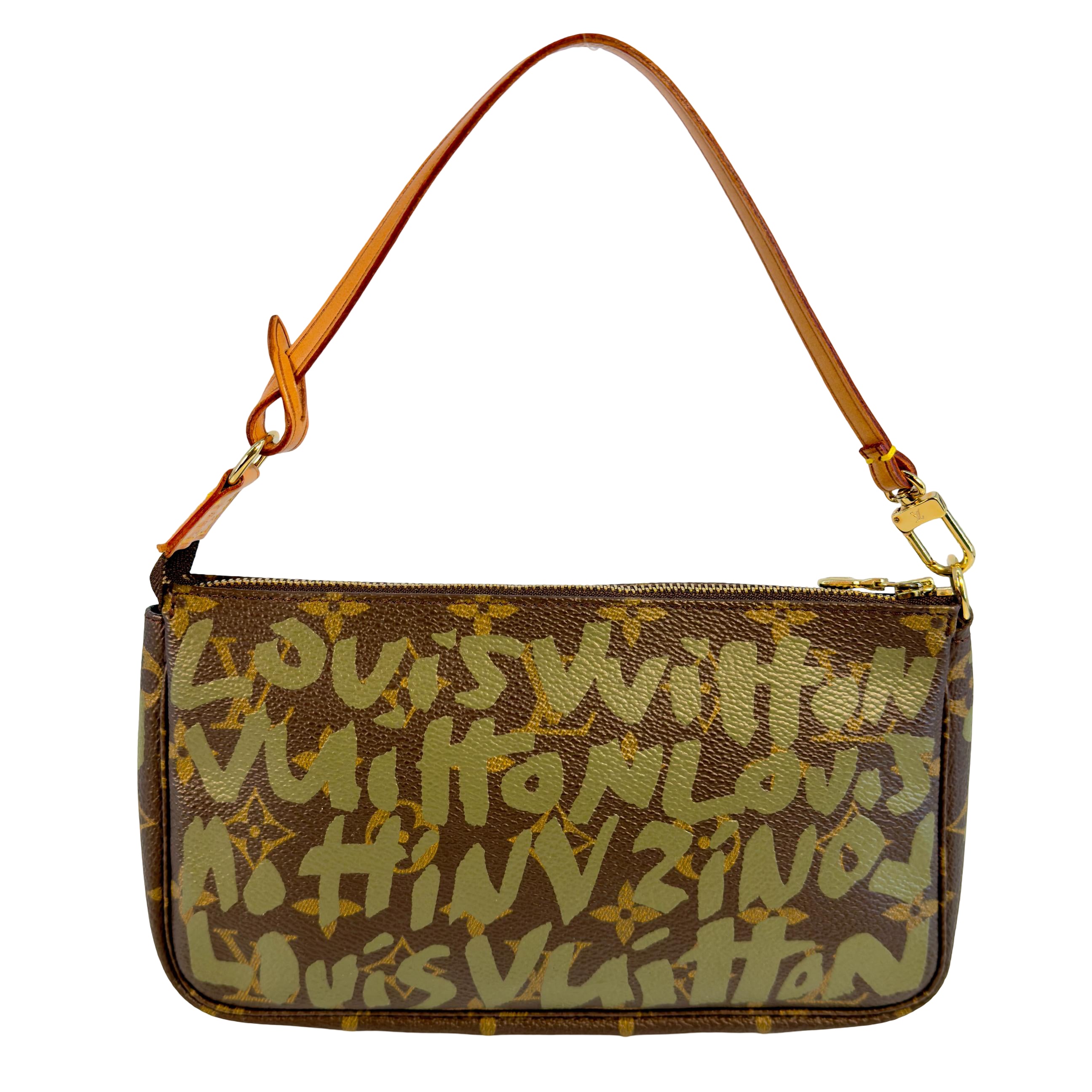 Louis Vuitton Pochette Accessoires Graffiti Grün x Braun Monogram Canvas