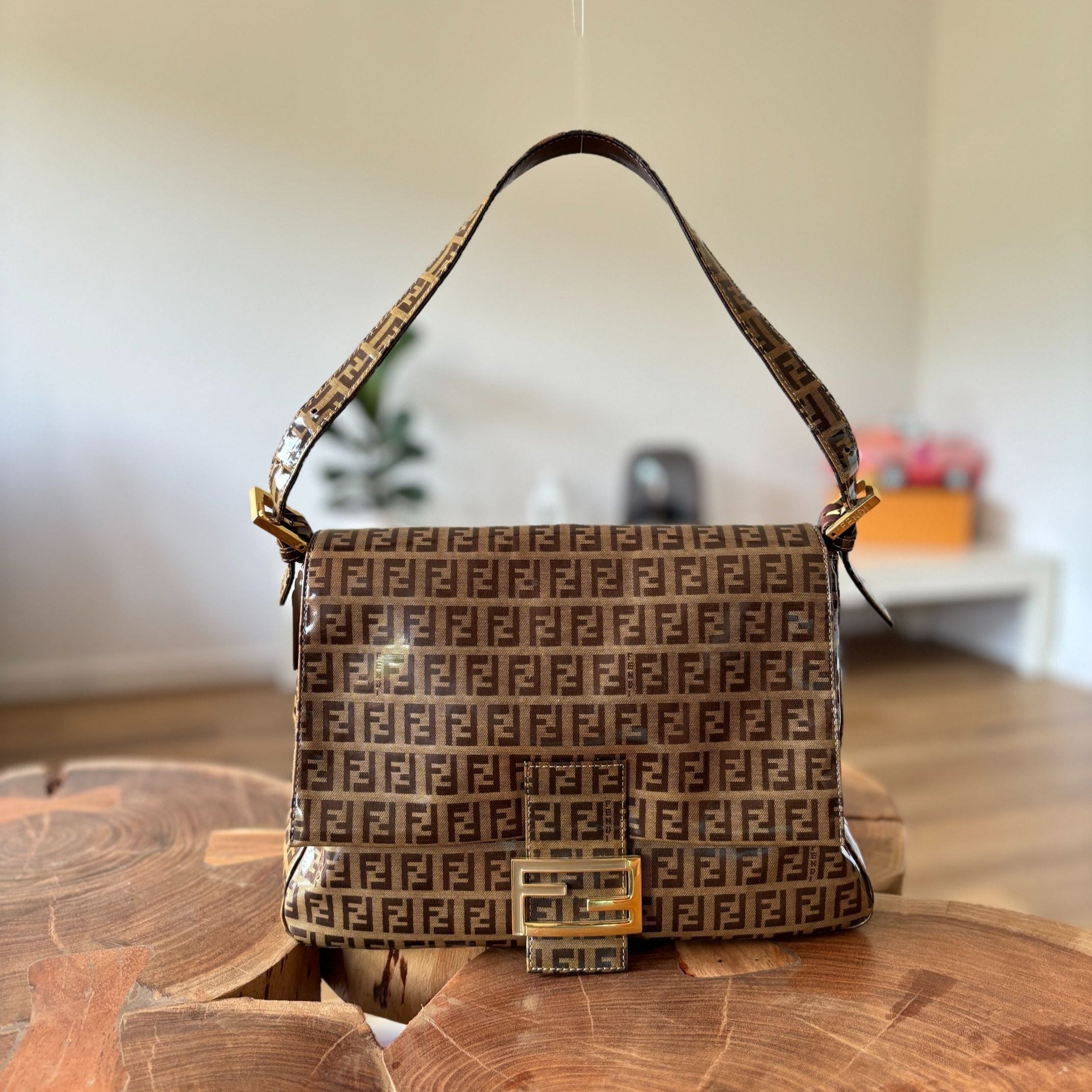 Fendi Mamma Baguette Bag Beige Zucchino Monogram