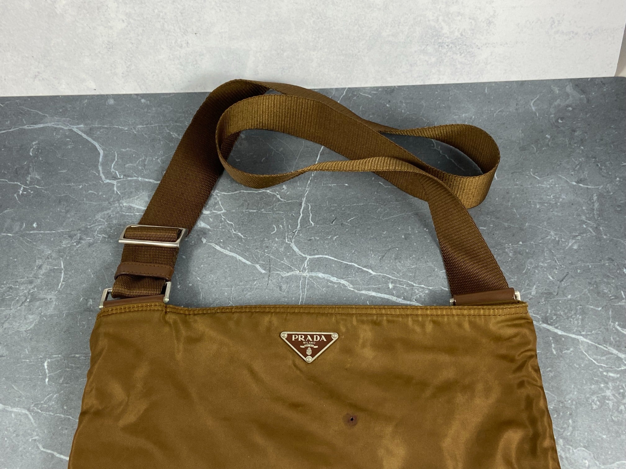 Prada Nylon Shoulder / Messenger Bag Brown