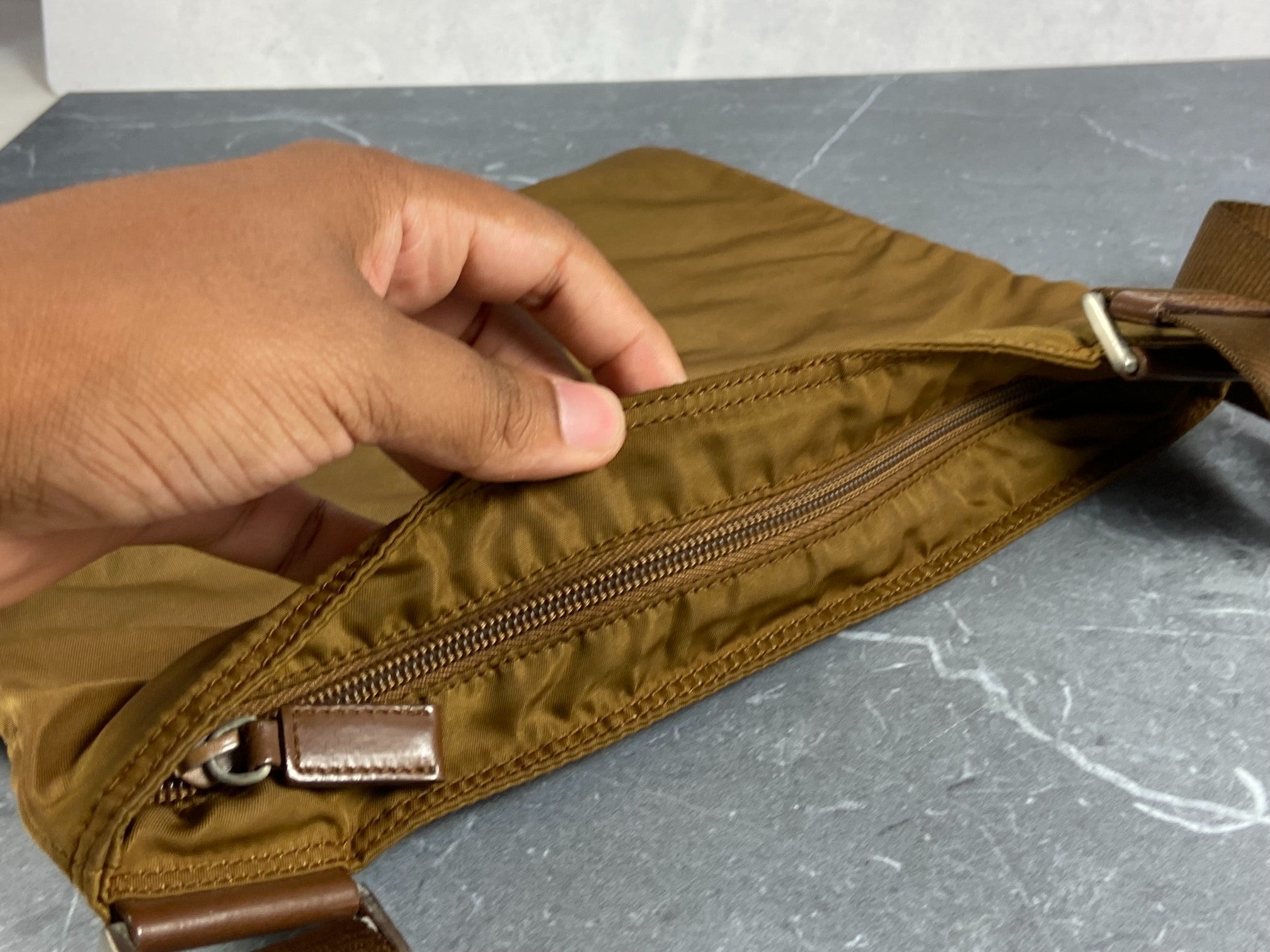 Prada Nylon Shoulder / Messenger Bag Brown