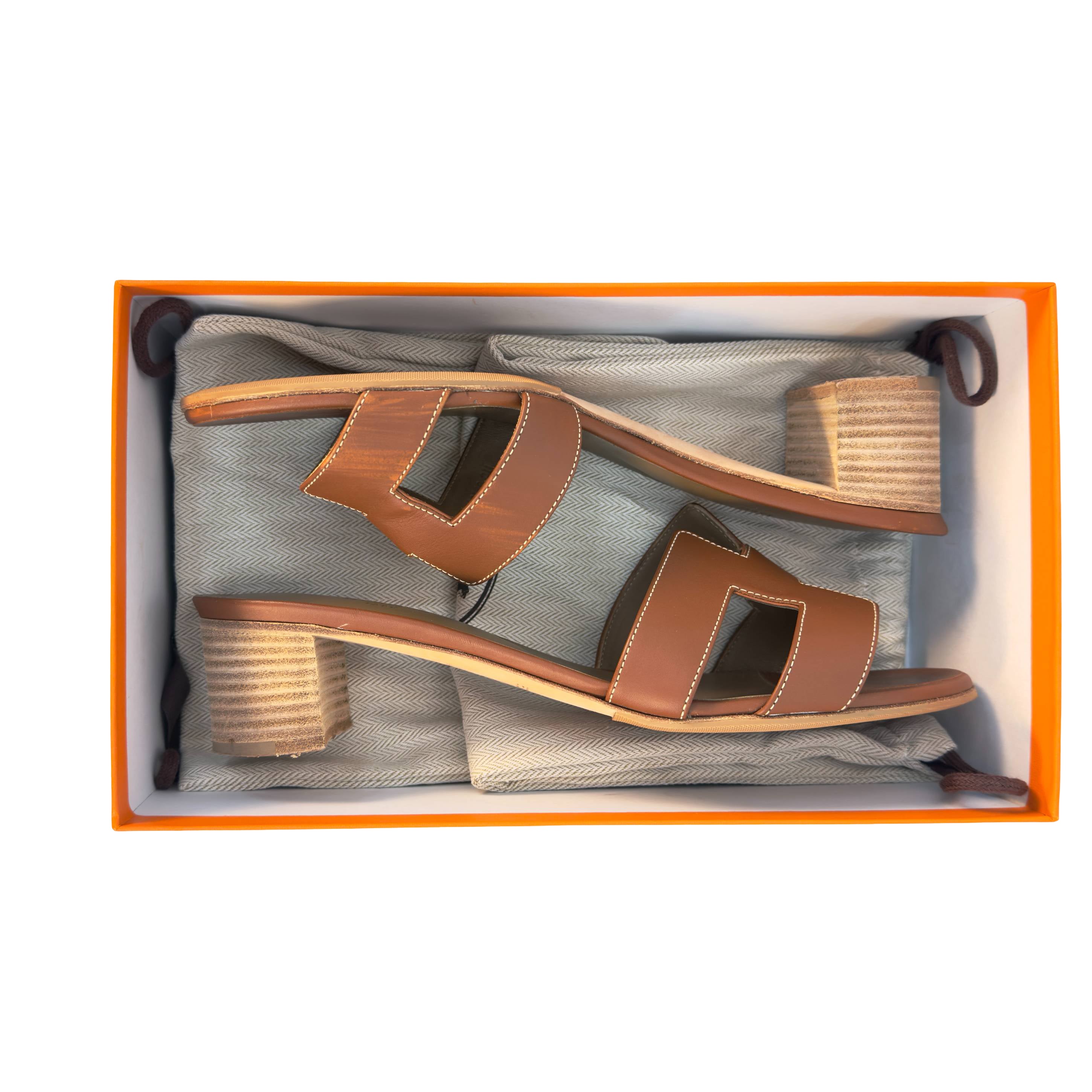 Hermès Oasis Sandale Gr. 41 Braun Leder