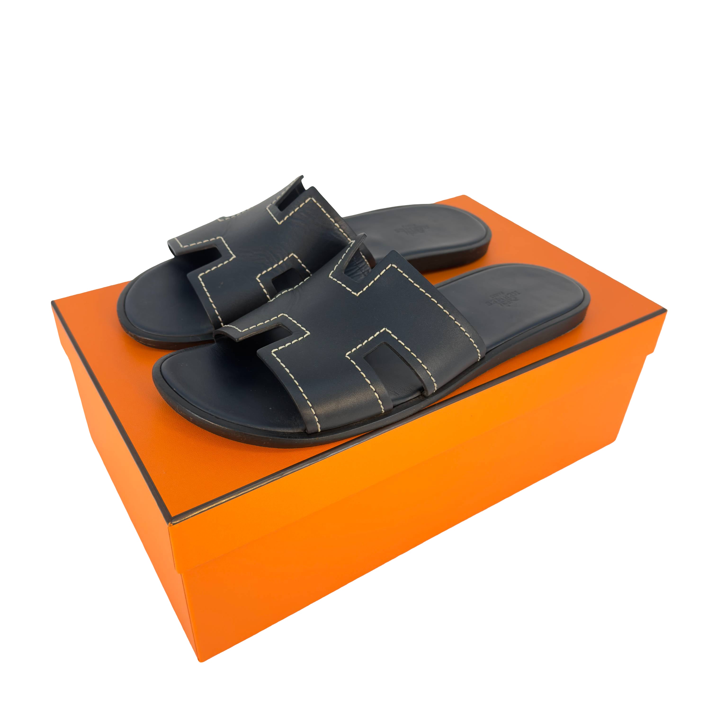 Hermès Izmir Sandale Gr. 44 Schwarz Leder