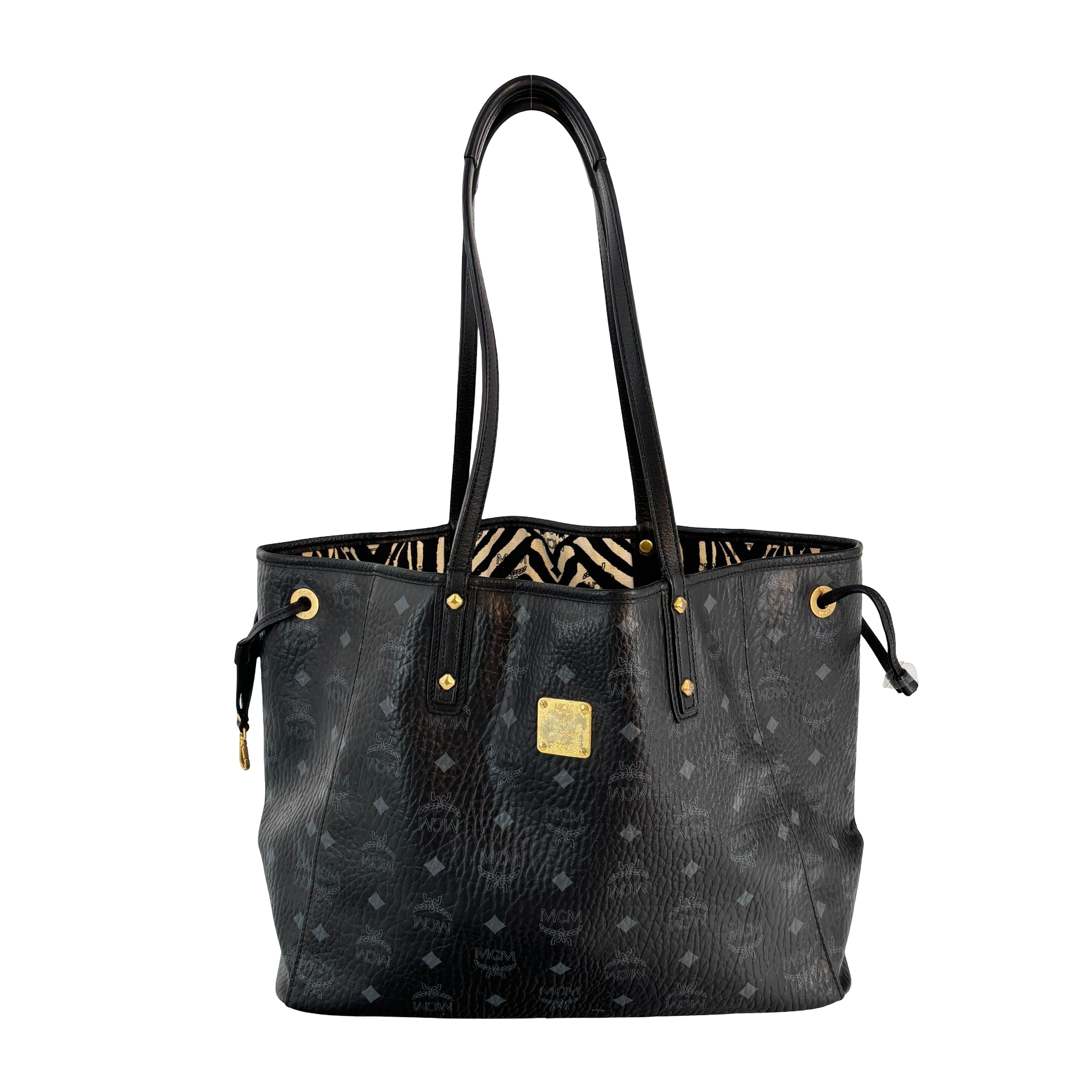 MCM Hand / Tote Bag Black Visetos Cognac Monogram