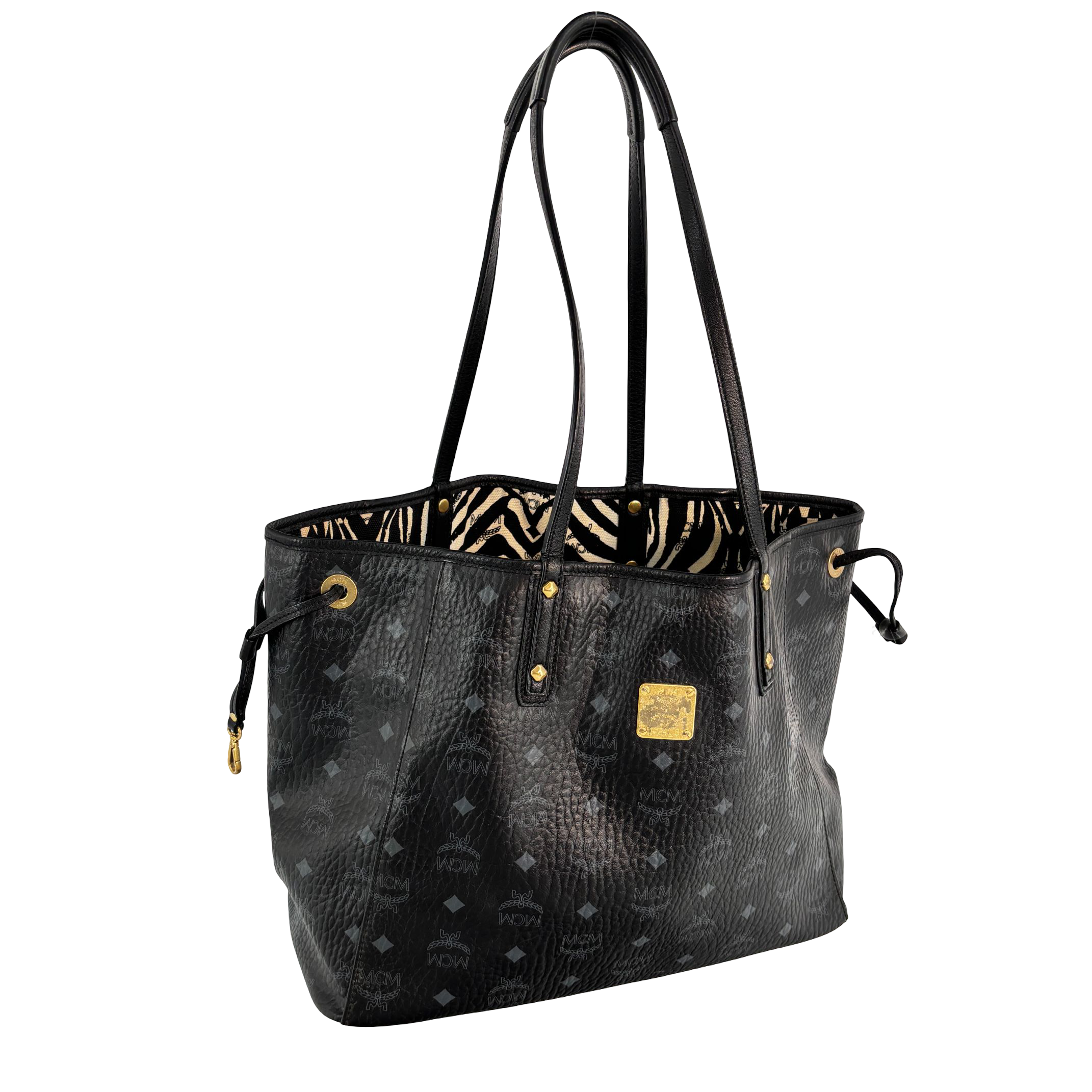 MCM Hand / Tote Bag Black Visetos Cognac Monogram