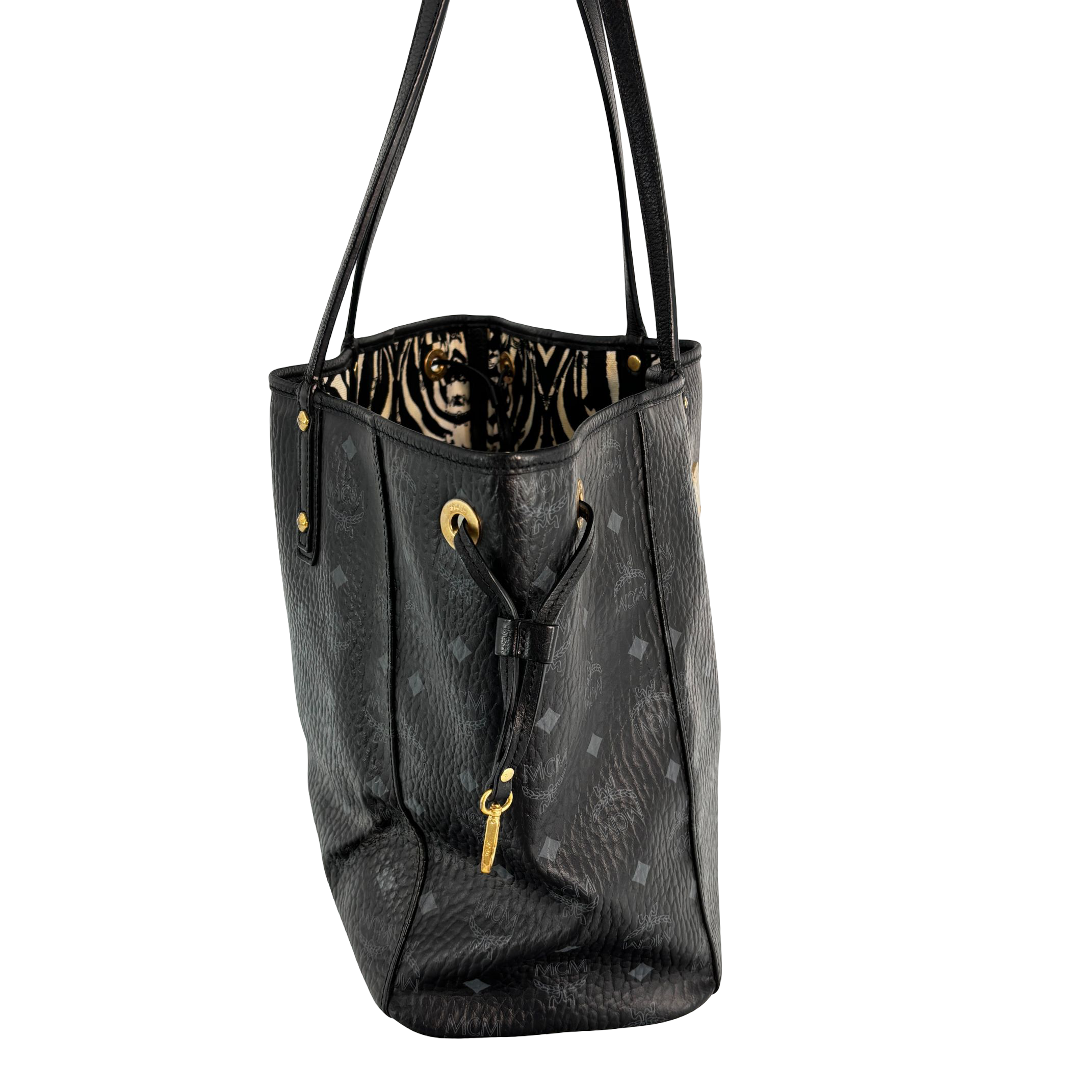 MCM Hand / Tote Bag Black Visetos Cognac Monogram