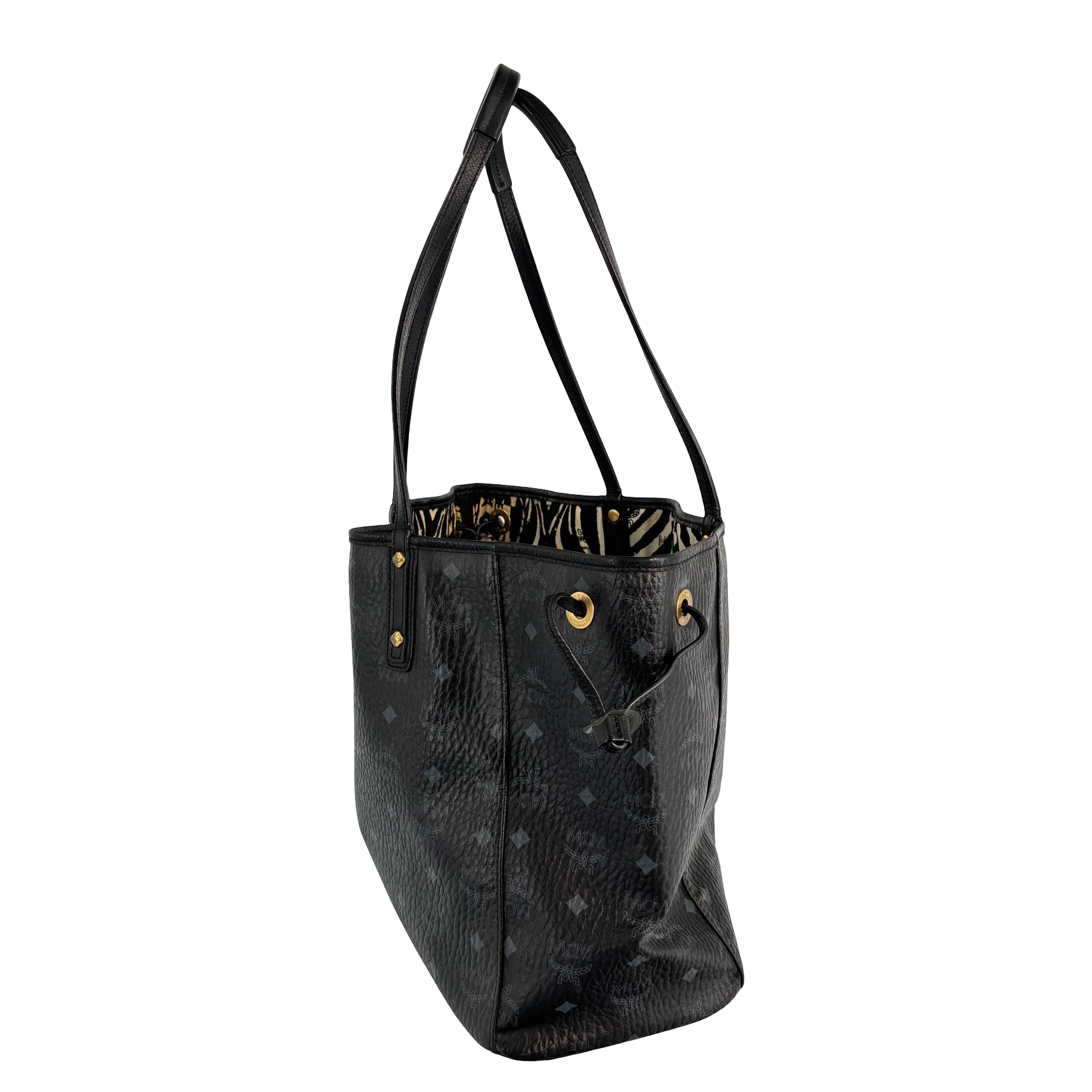 MCM Hand / Tote Bag Black Visetos Cognac Monogram