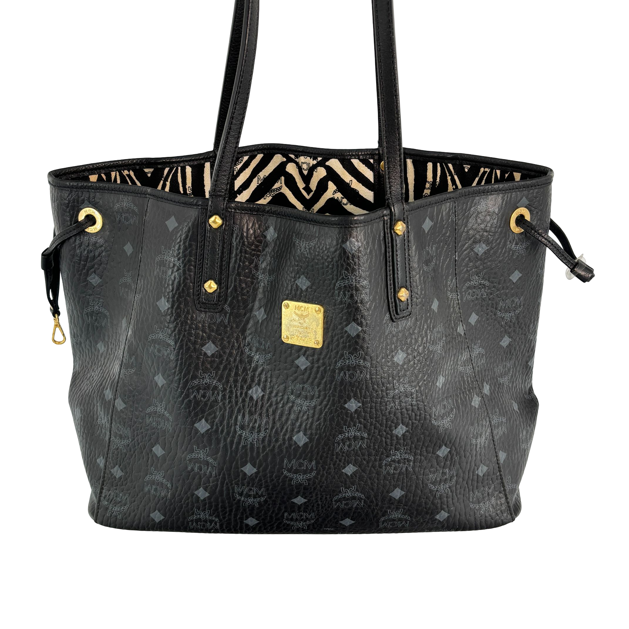 MCM Hand / Tote Bag Black Visetos Cognac Monogram