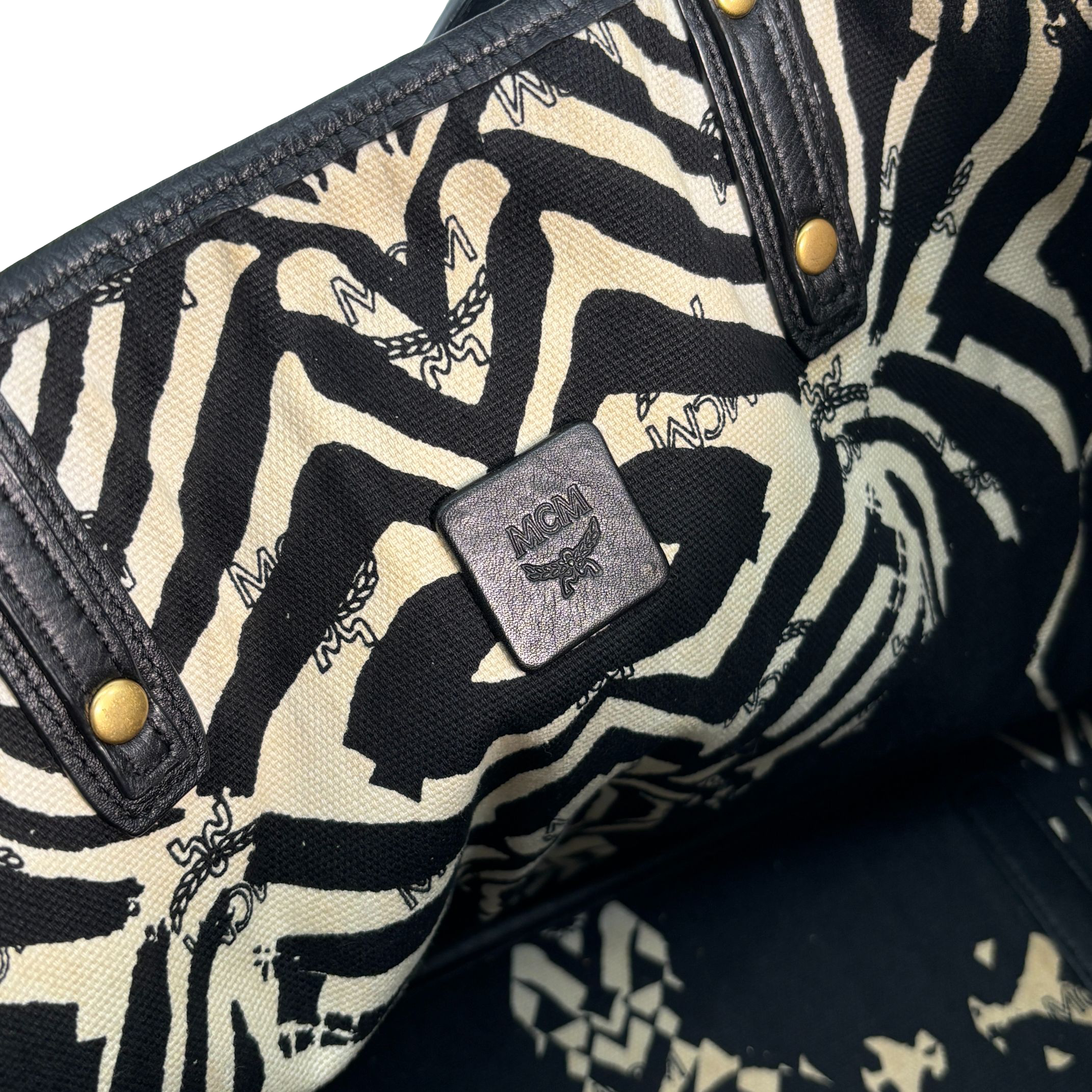 MCM Hand / Tote Bag Black Visetos Cognac Monogram