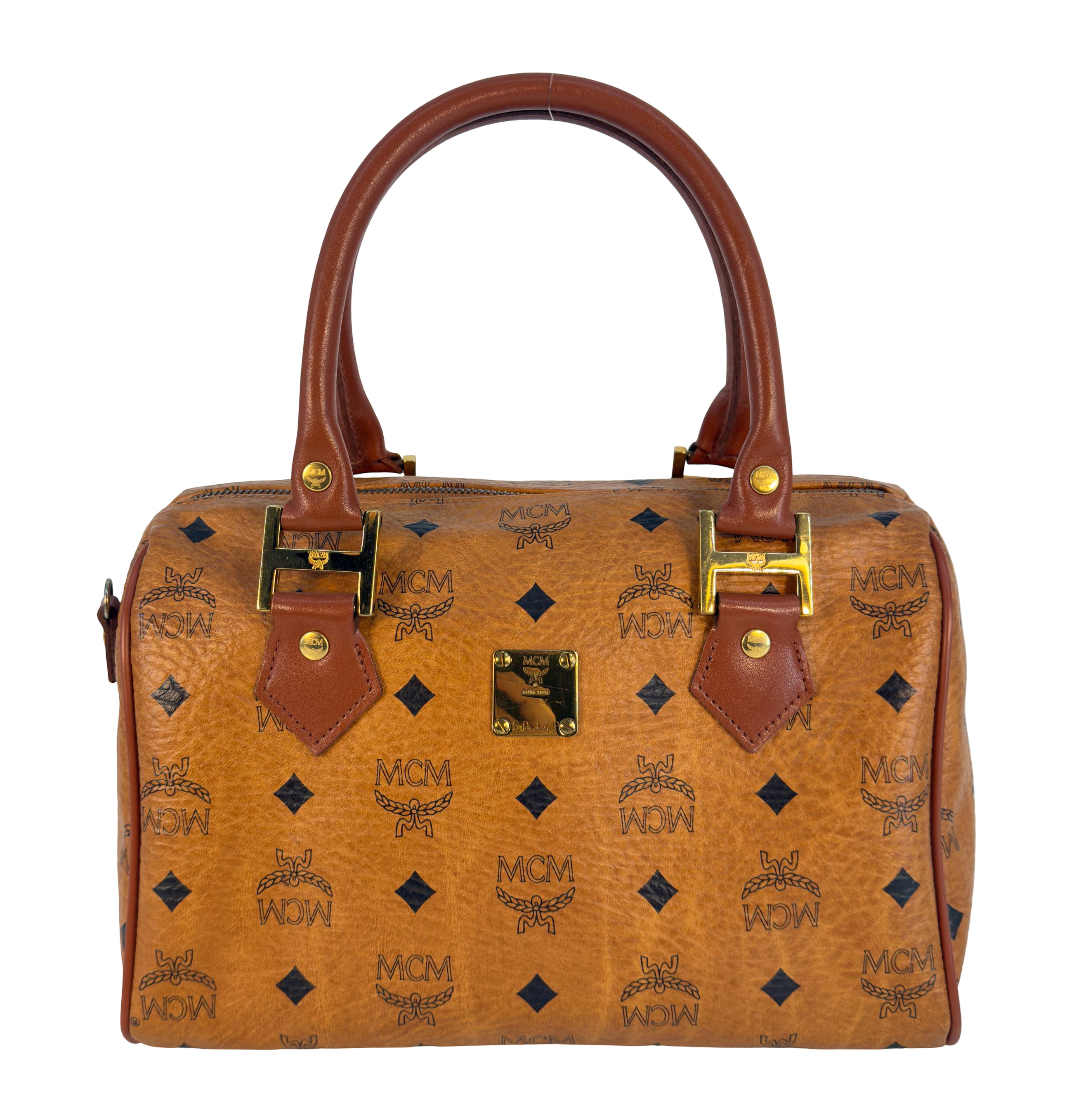 MCM Boston Bag Braun Visetos Monogram