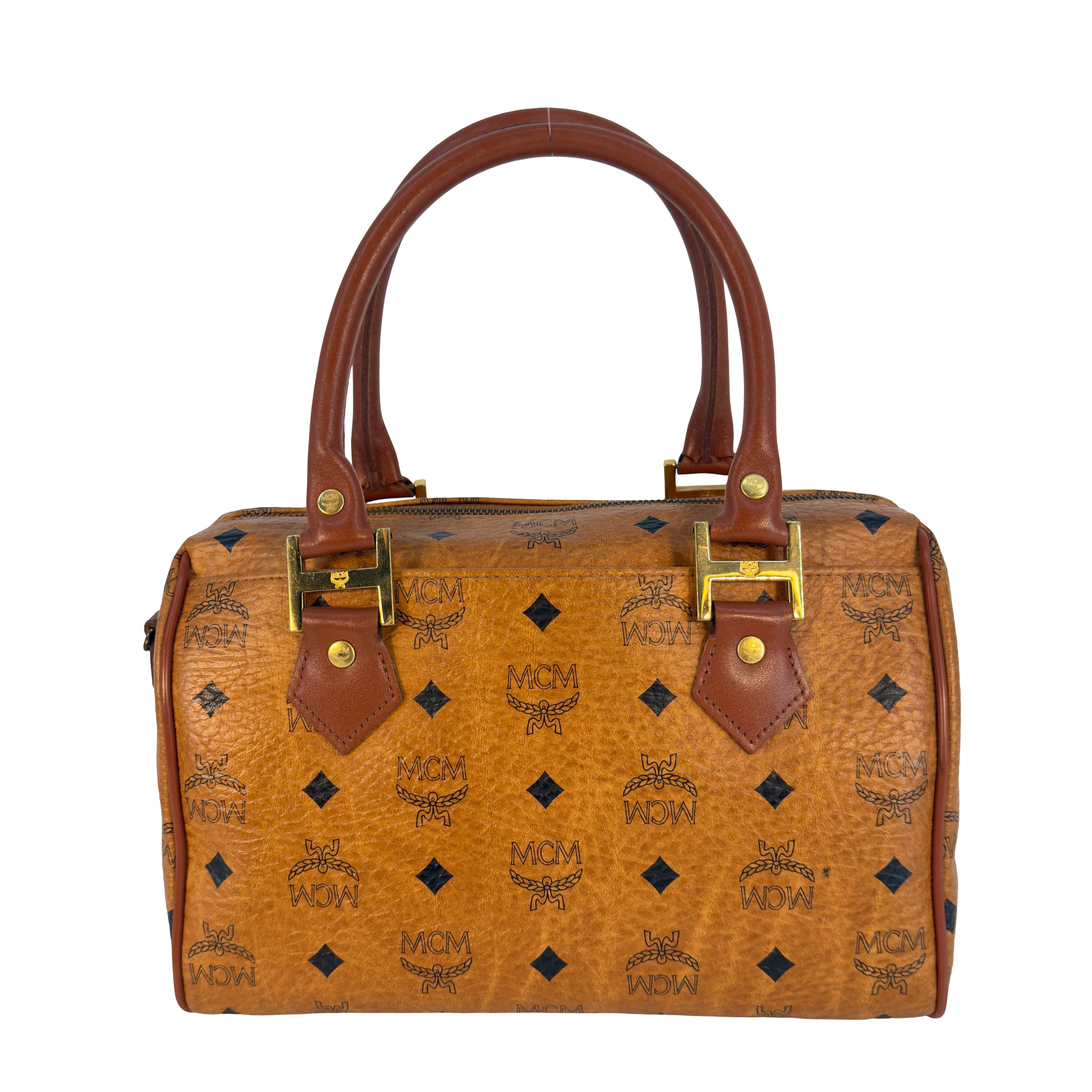 MCM Boston Bag Braun Visetos Monogram