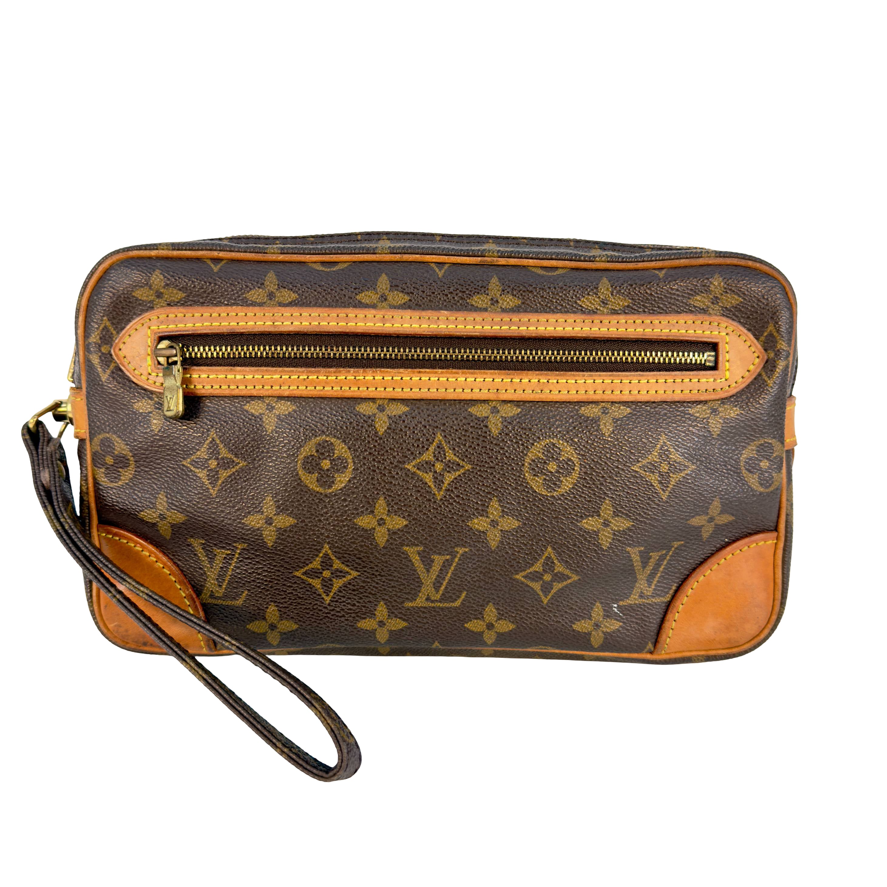 Louis Vuitton Pochette Marly Dragonne Clutch Braun Monogram Canvas