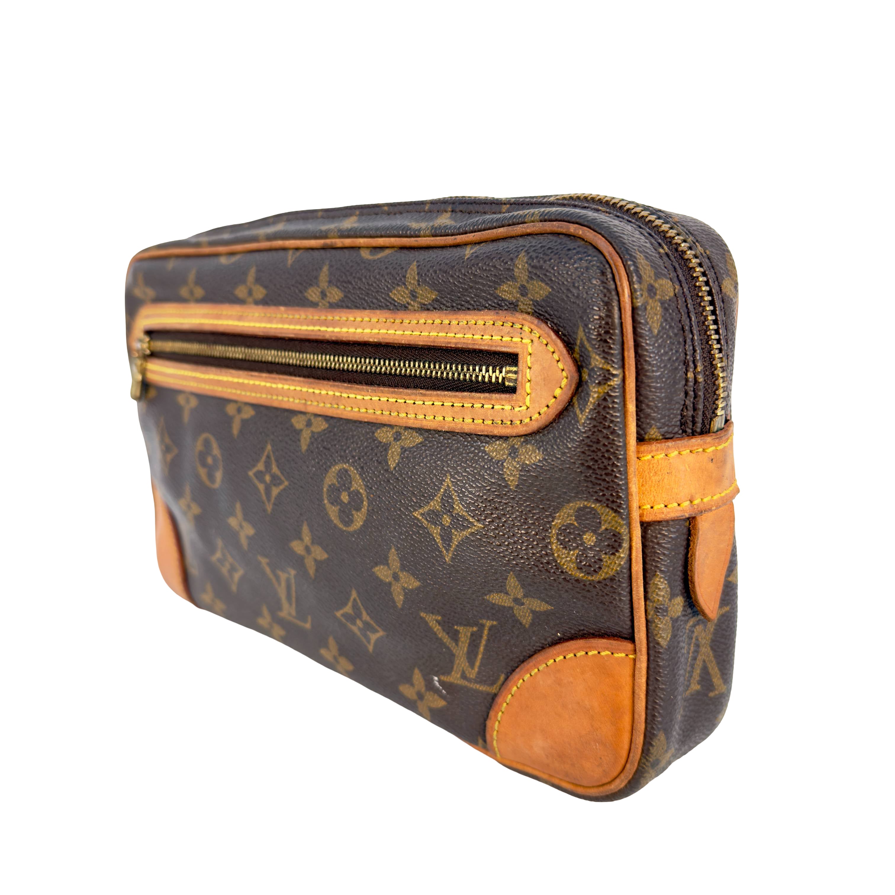 Louis Vuitton Pochette Marly Dragonne Clutch Braun Monogram Canvas