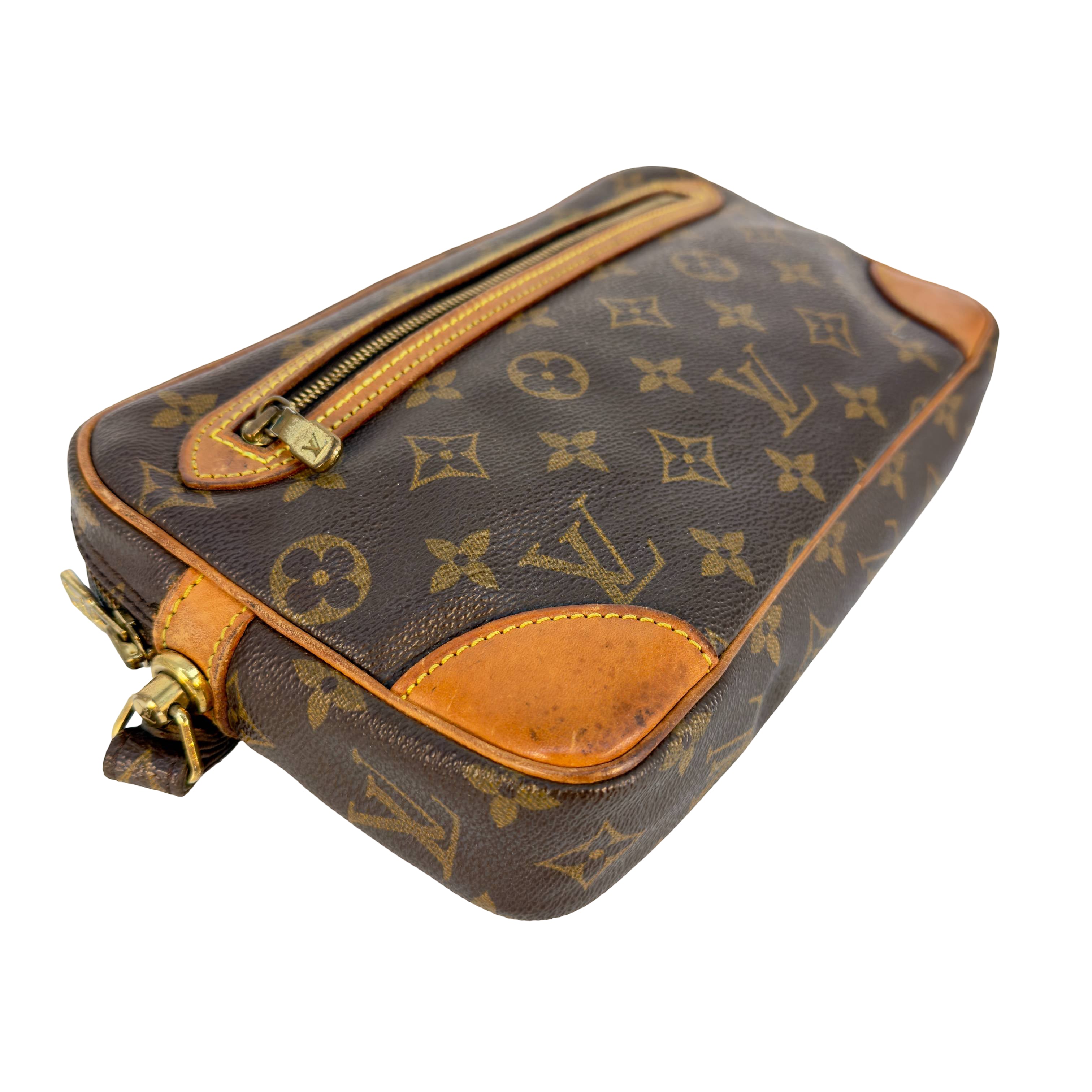 Louis Vuitton Pochette Marly Dragonne Clutch Braun Monogram Canvas