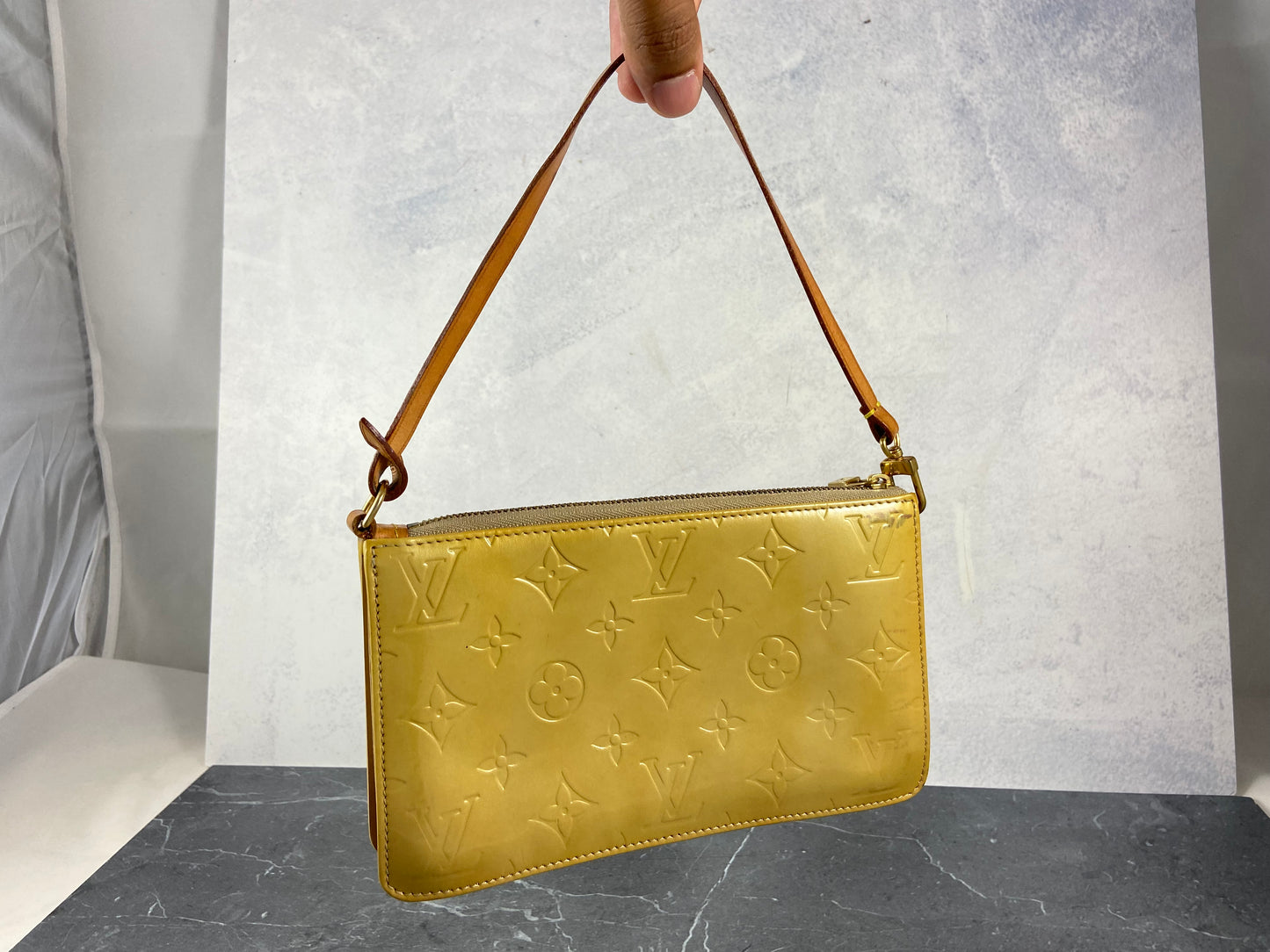 Louis Vuitton Pochette Lexington Yellow Vernis Monogram Leather
