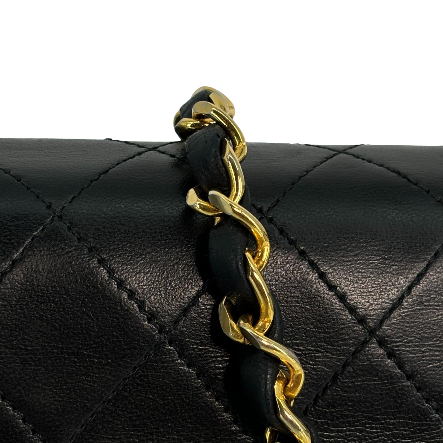 Chanel Half-Moon Double Flap Bag Black Matelassé Leather