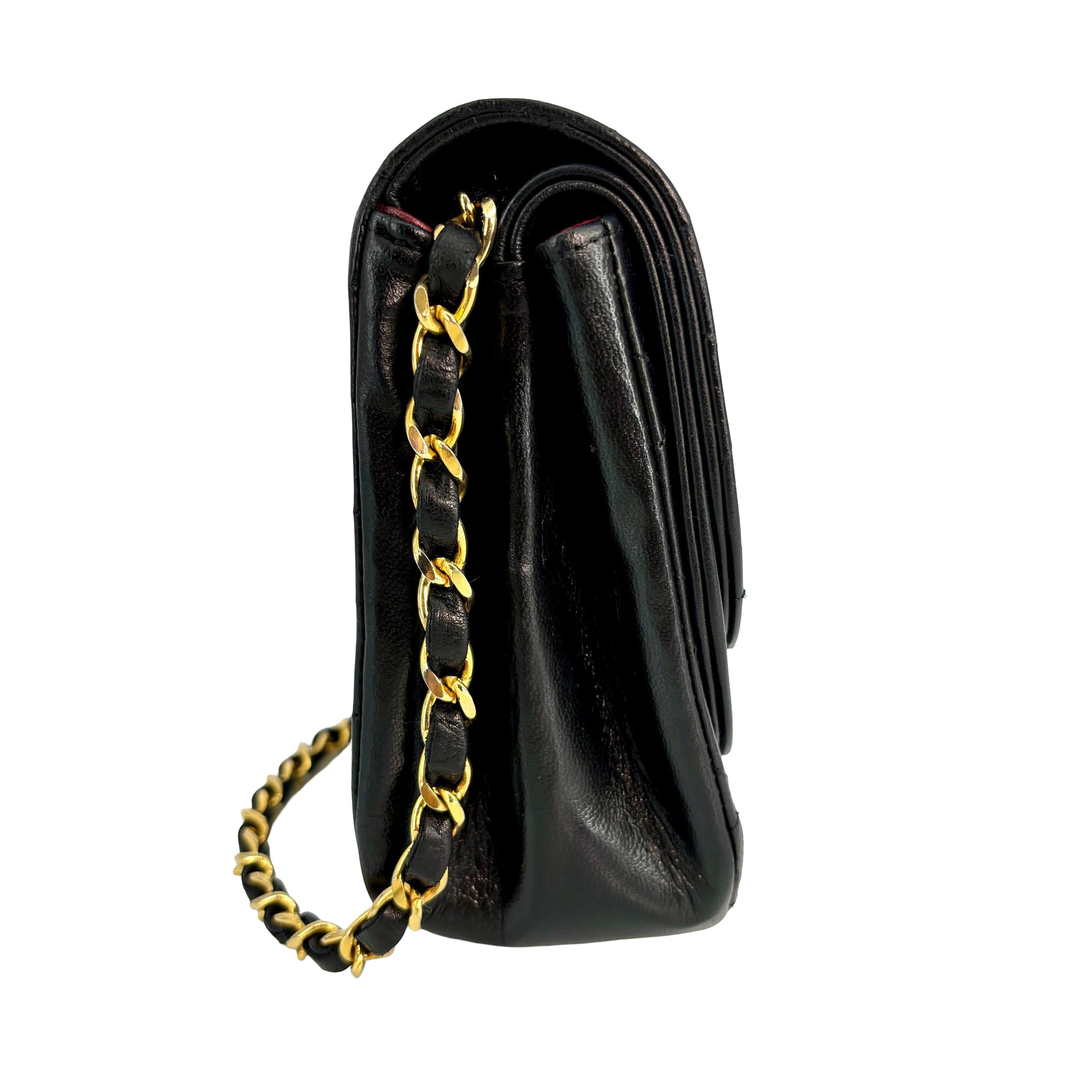 Chanel Half-Moon Double Flap Bag Black Matelassé Leather