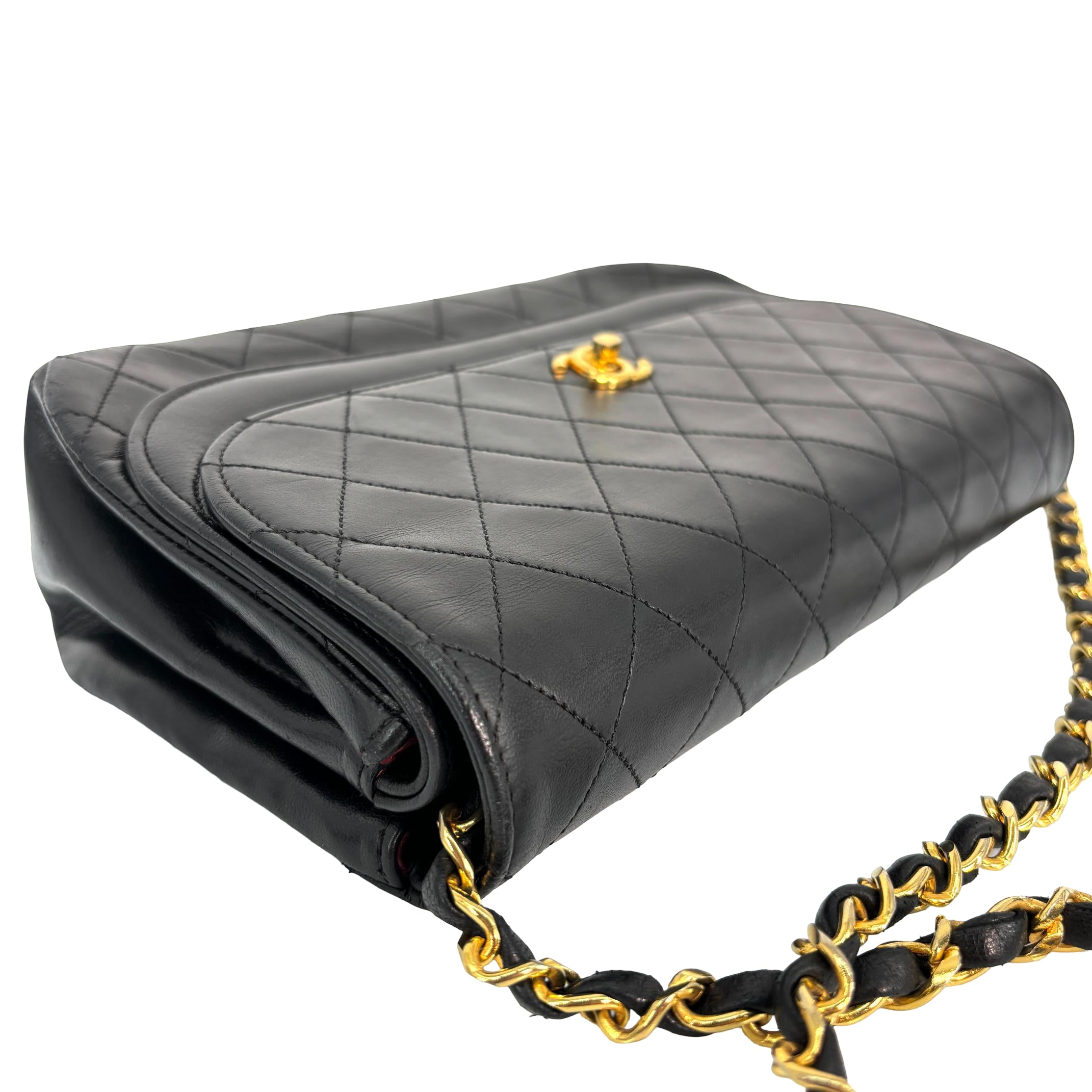 Chanel Half-Moon Double Flap Bag Black Matelassé Leather