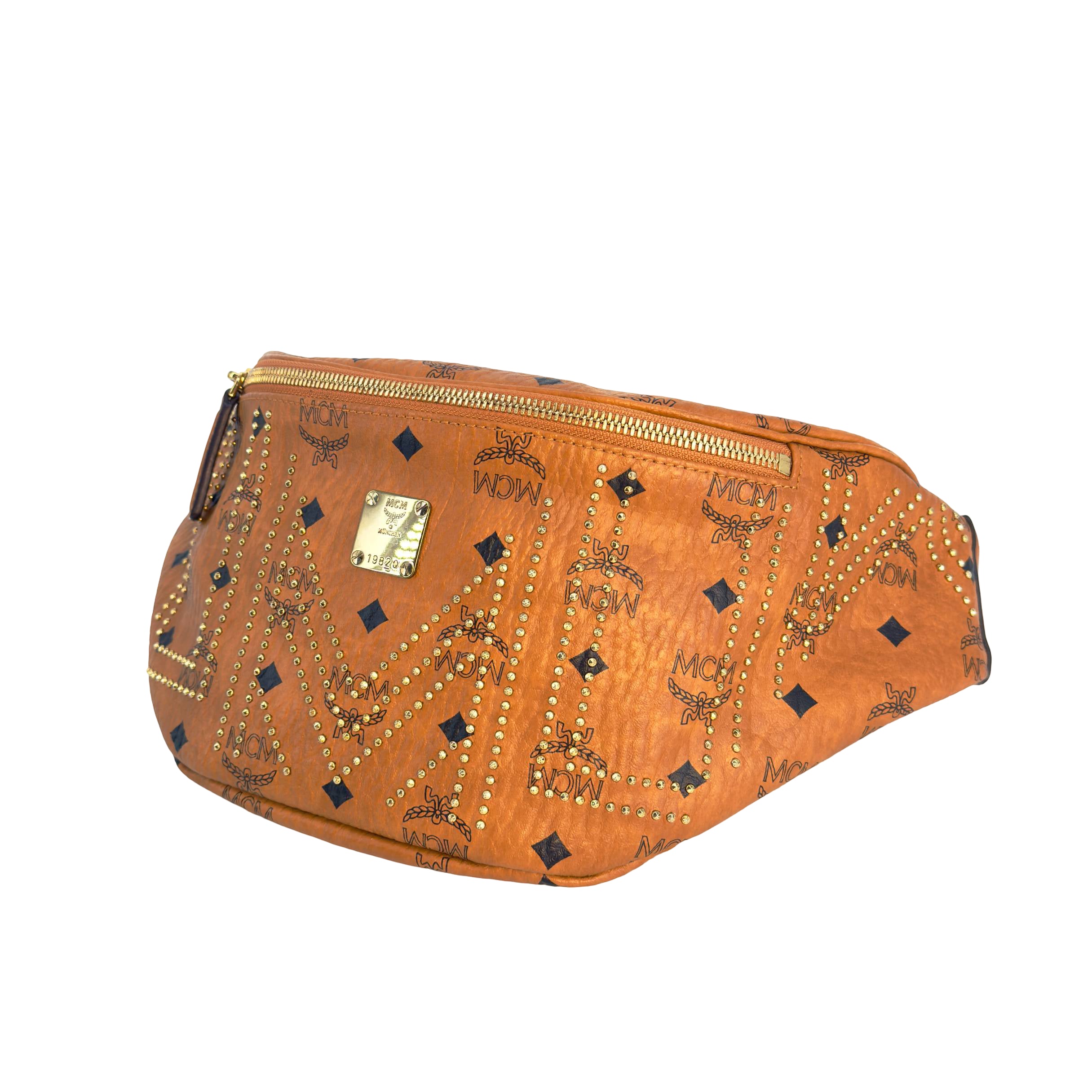 MCM Studded Fursten Bum Bag Braun Visetos Monogram