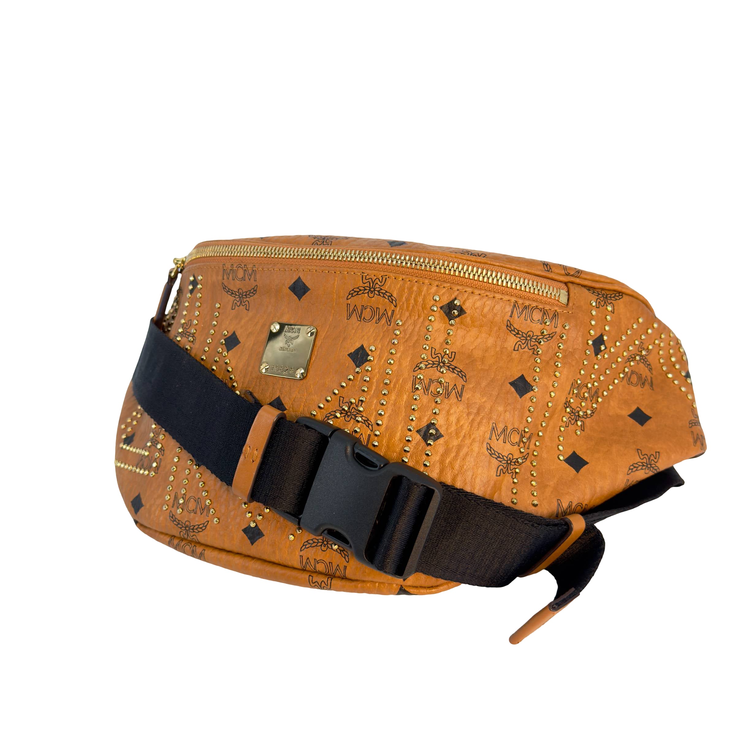MCM Studded Fursten Bum Bag Braun Visetos Monogram