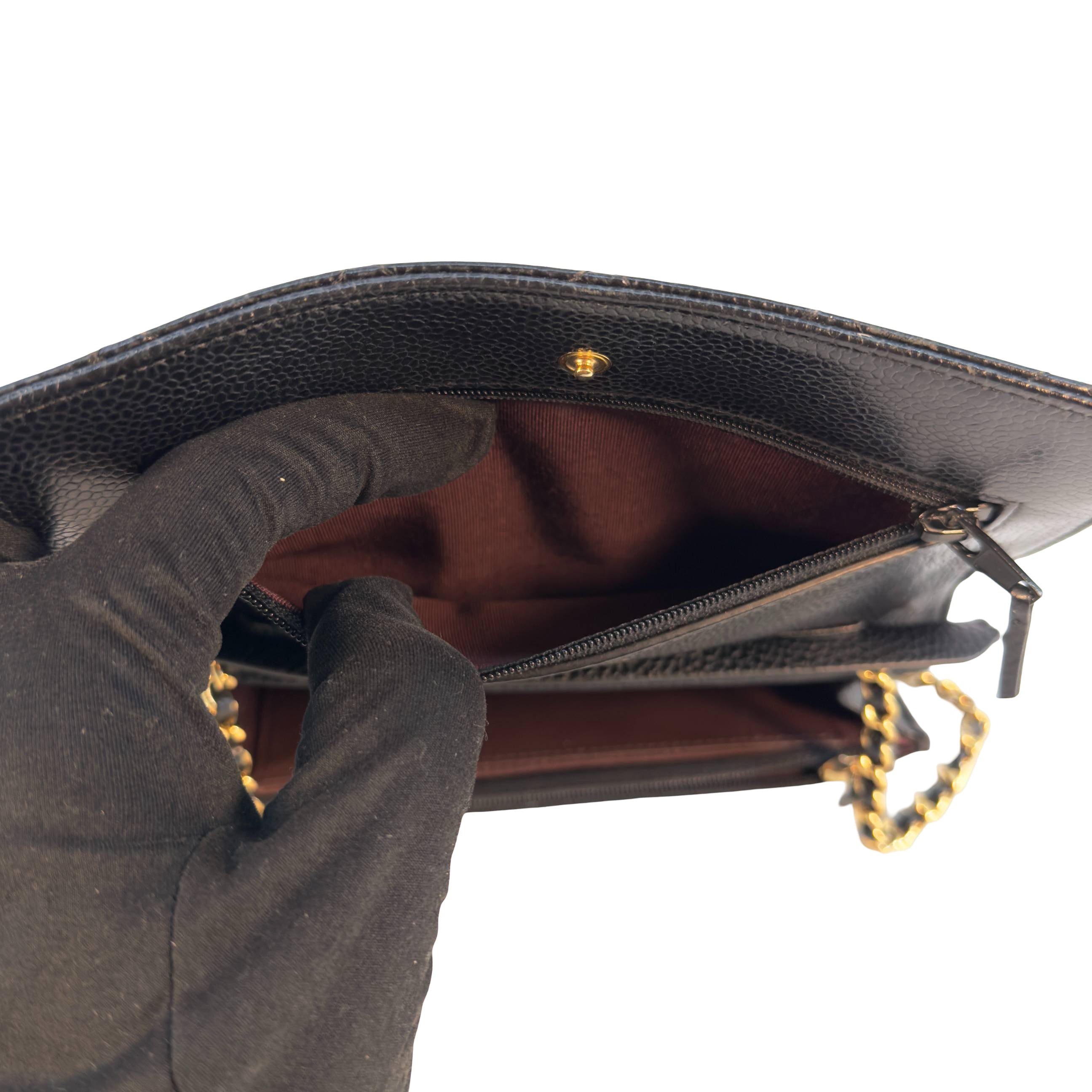 Chanel Wallet on Chain WOC Schwarz Caviar Leder