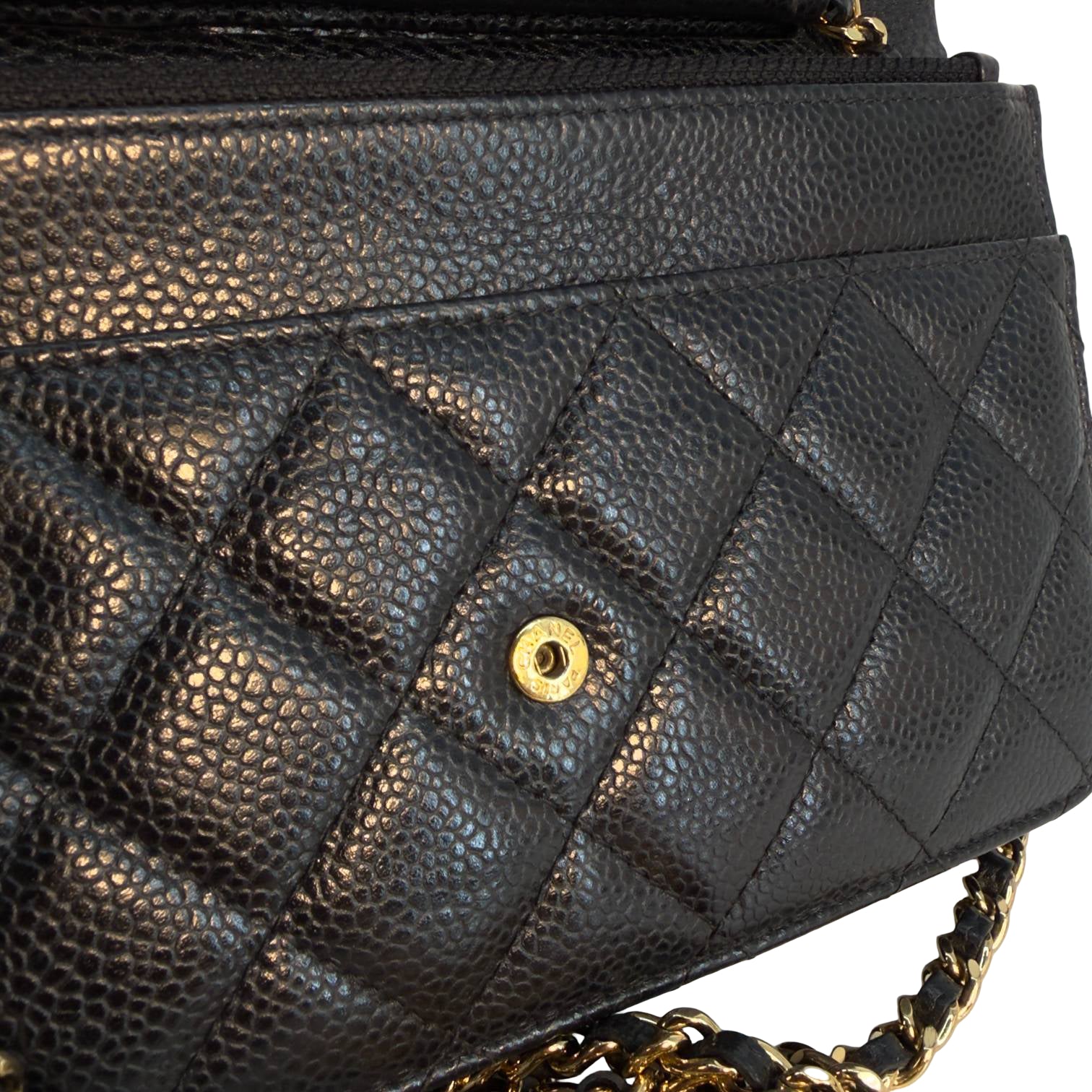 Chanel Wallet on Chain WOC Schwarz Caviar Leder