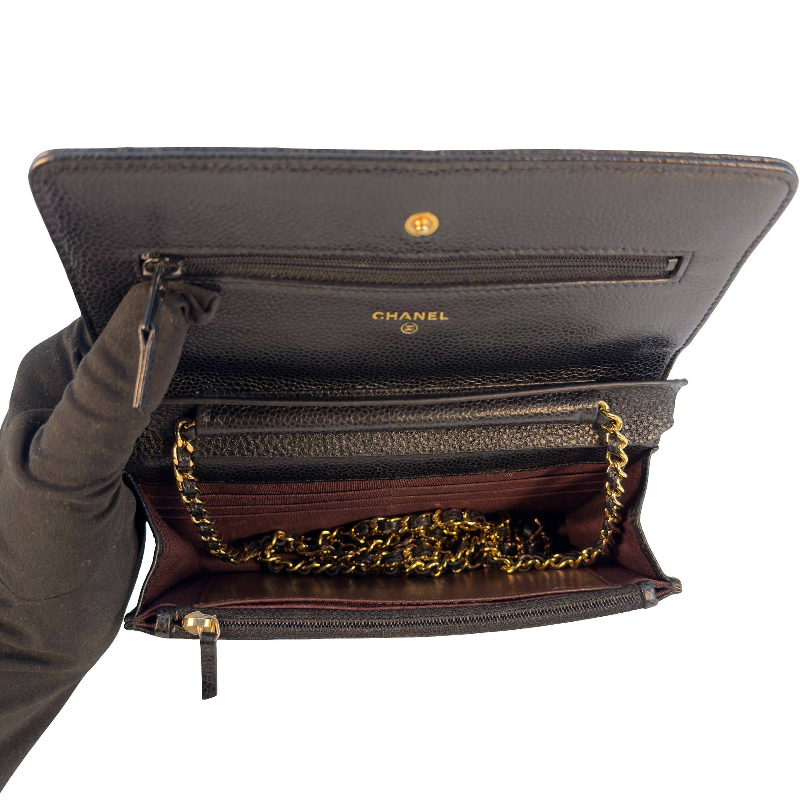 Chanel Wallet on Chain WOC Schwarz Caviar Leder