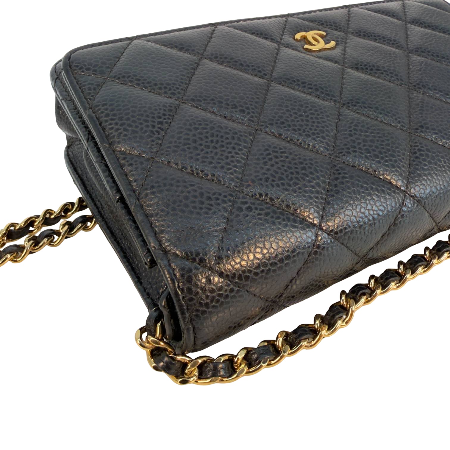 Chanel Wallet on Chain WOC Schwarz Caviar Leder