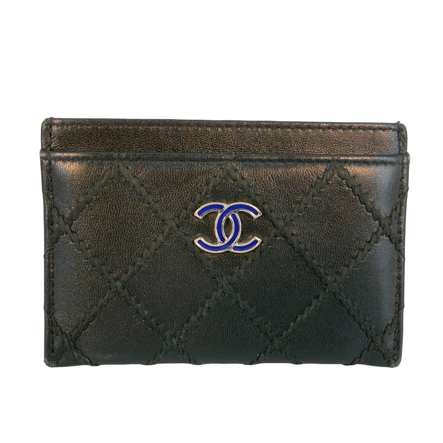 Chanel Matelassé Cardholder Schwarz Leder