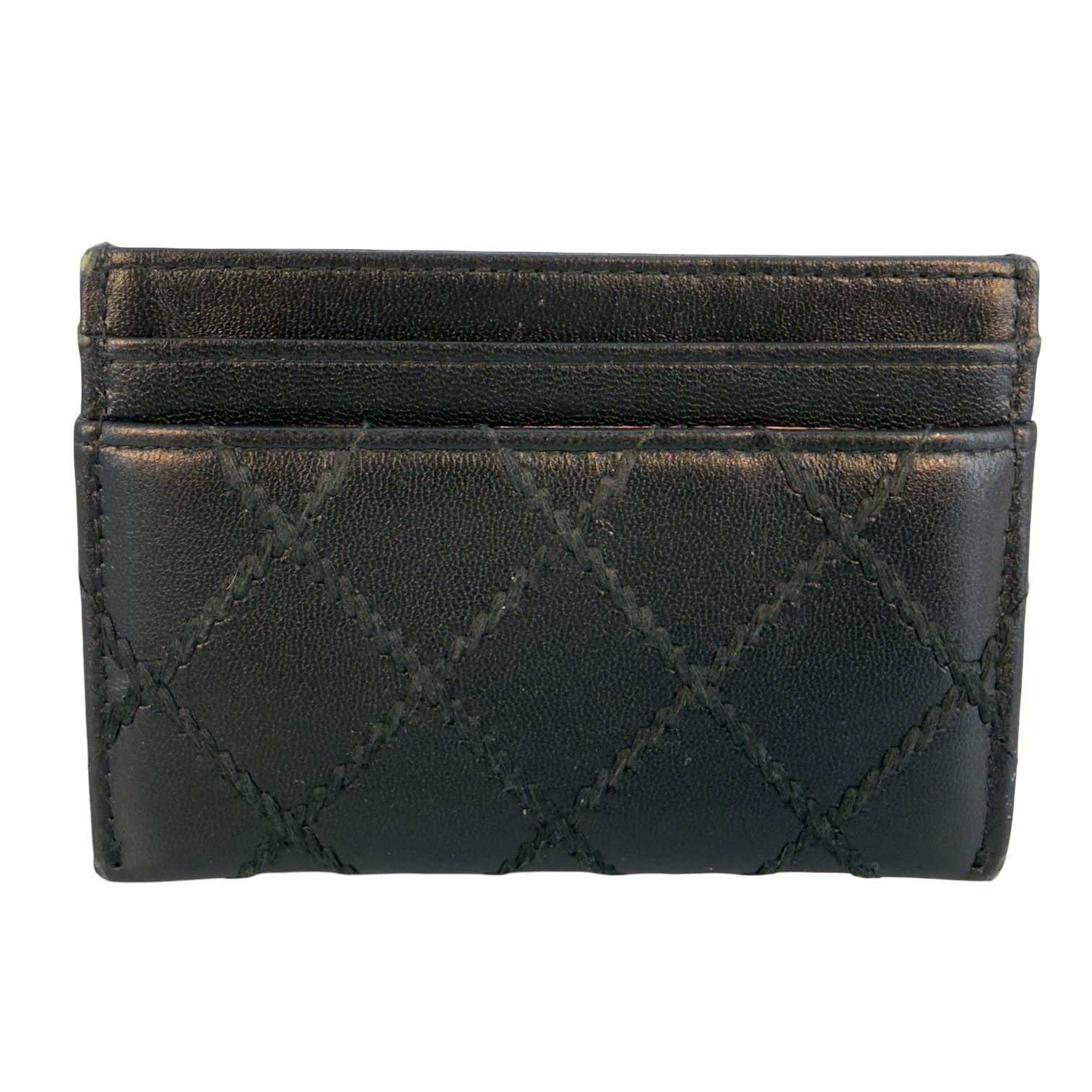 Chanel Matelassé Cardholder Schwarz Leder