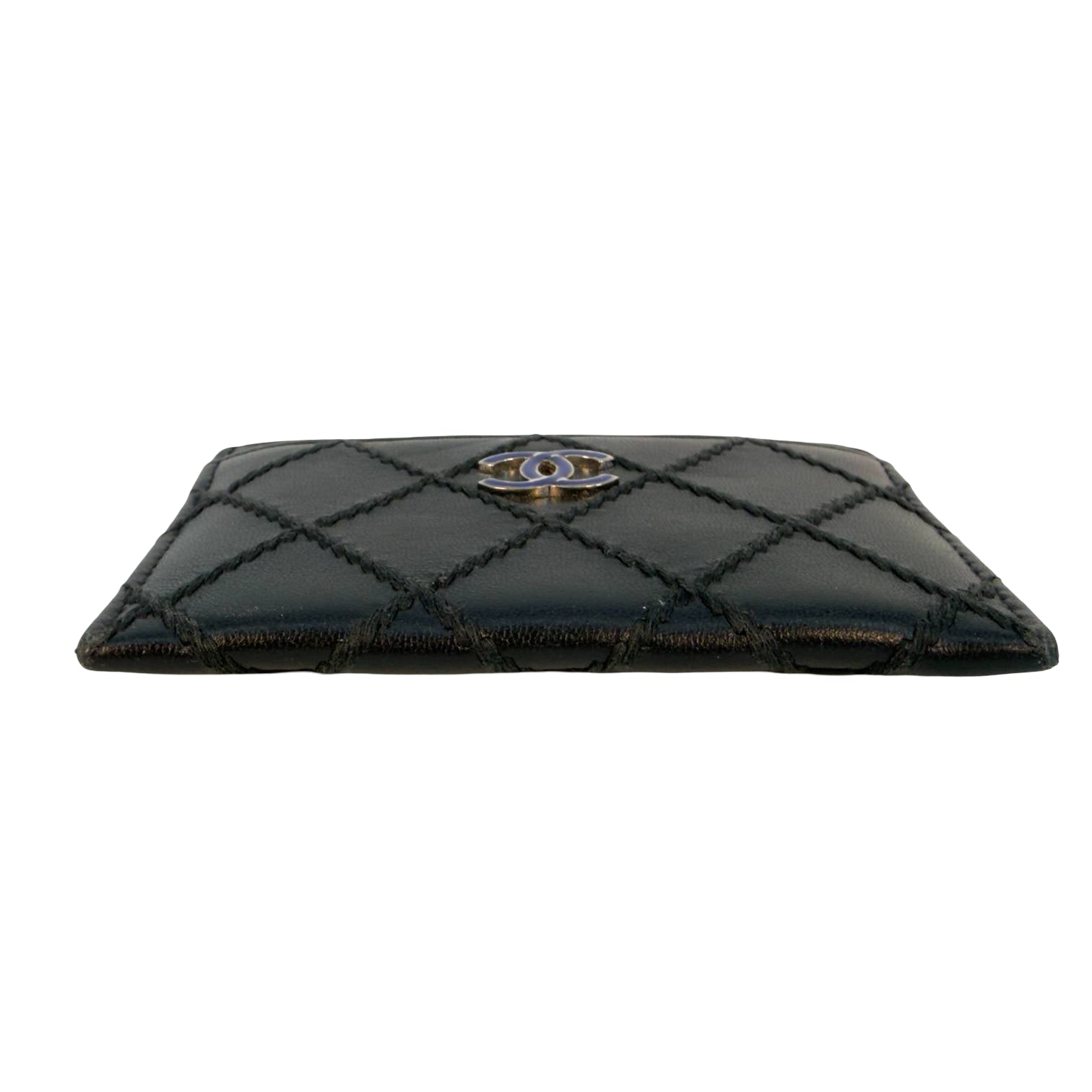 Chanel Matelassé Cardholder Schwarz Leder