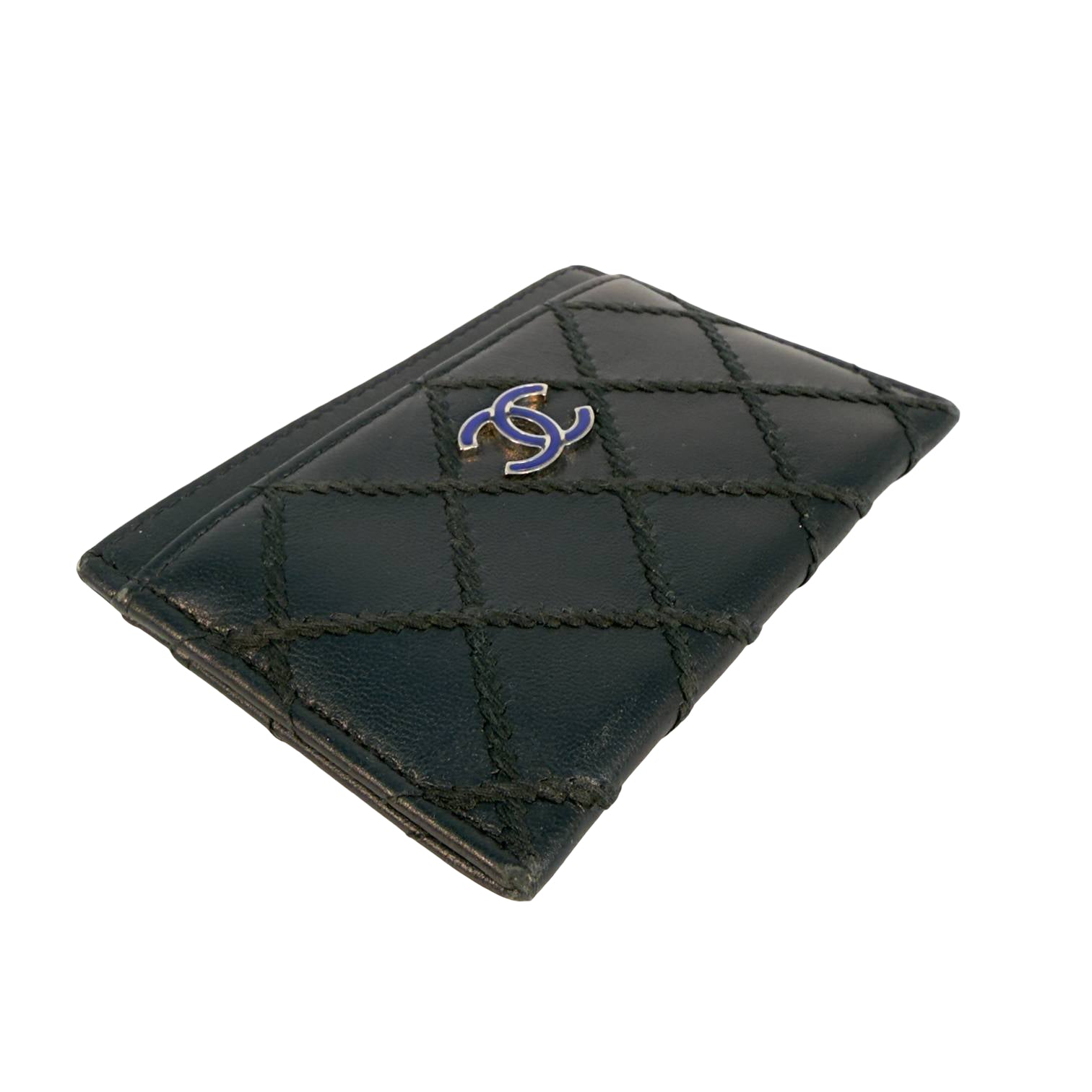 Chanel Matelassé Cardholder Schwarz Leder