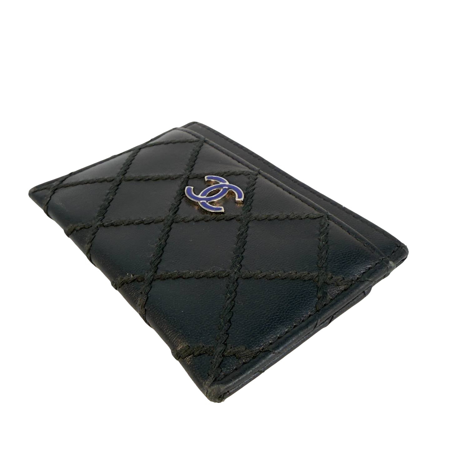Chanel Matelassé Cardholder Schwarz Leder