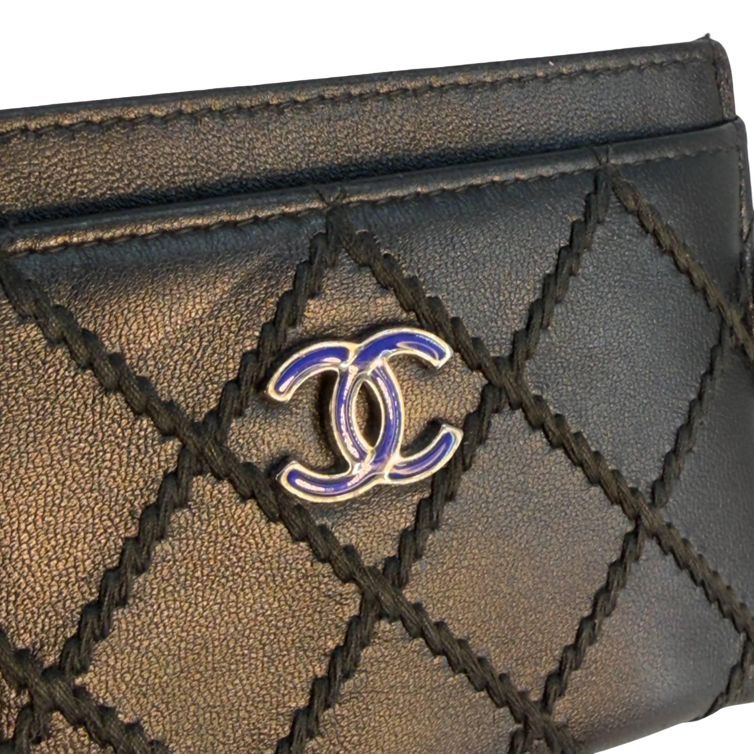 Chanel Matelassé Cardholder Schwarz Leder