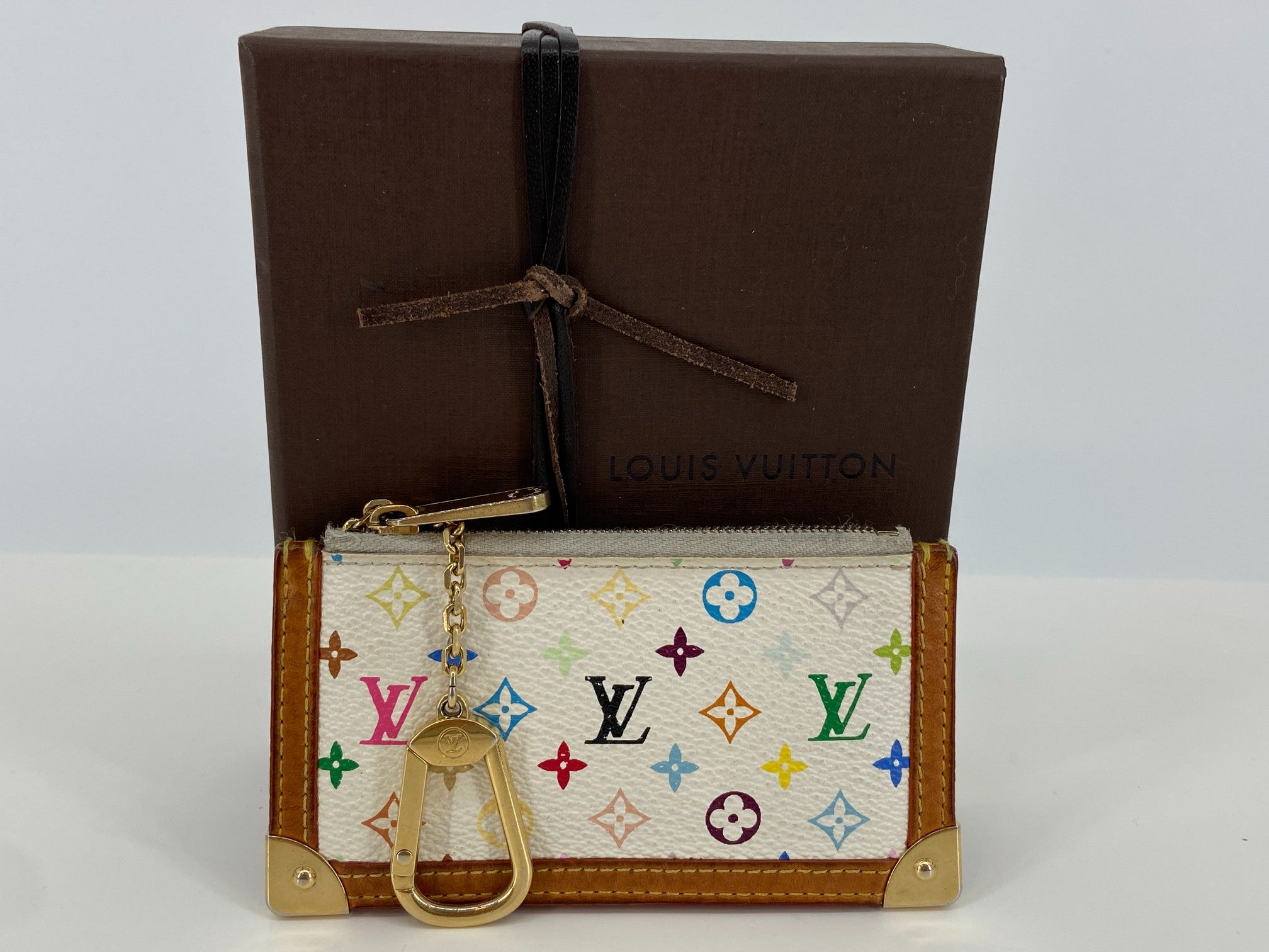 Louis Vuitton Pochette Cles Key Pouch Murakami Multicolor White incl. Box