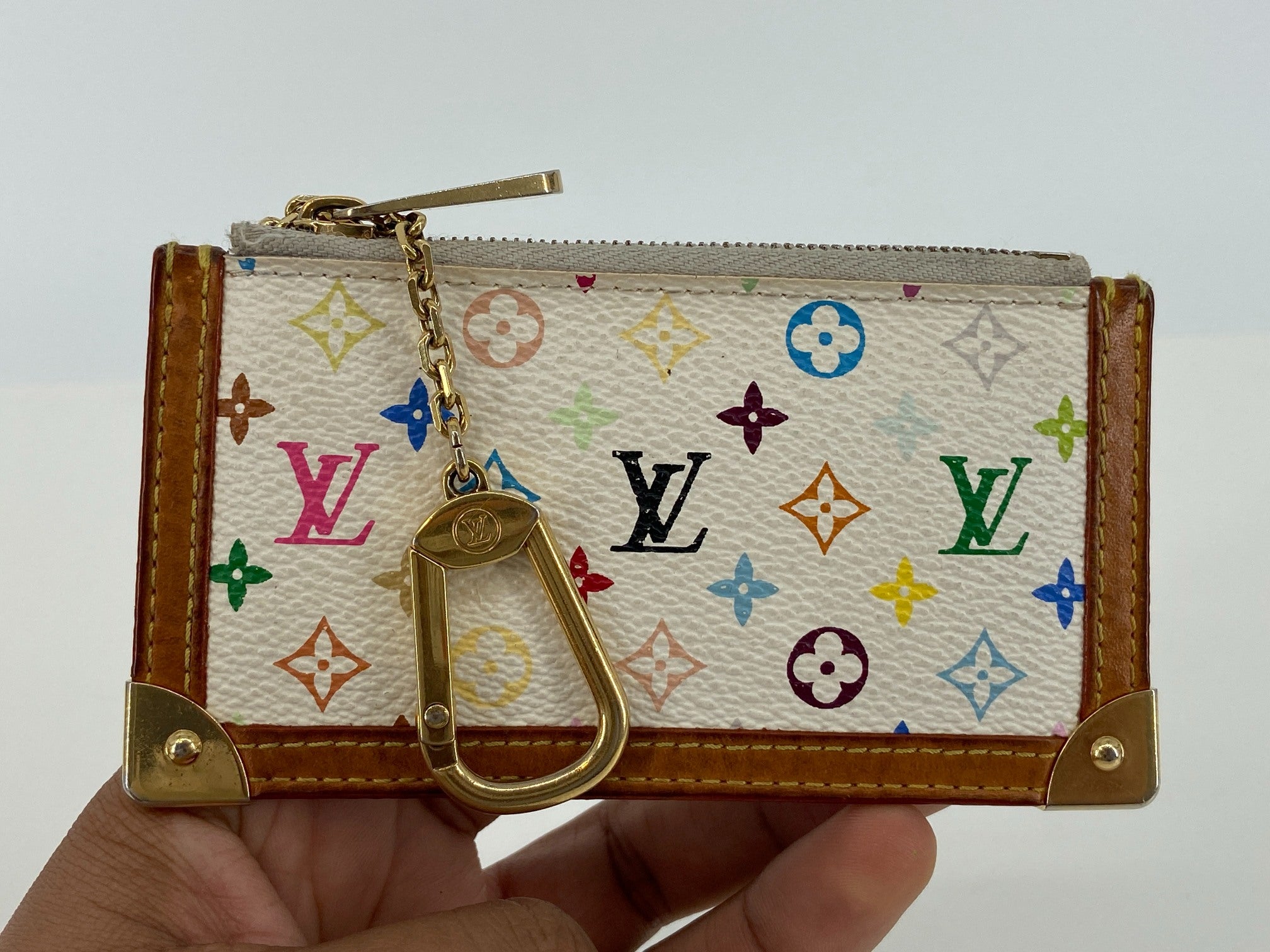 Louis Vuitton Pochette Cles Key Pouch Murakami Multicolor White incl. Box