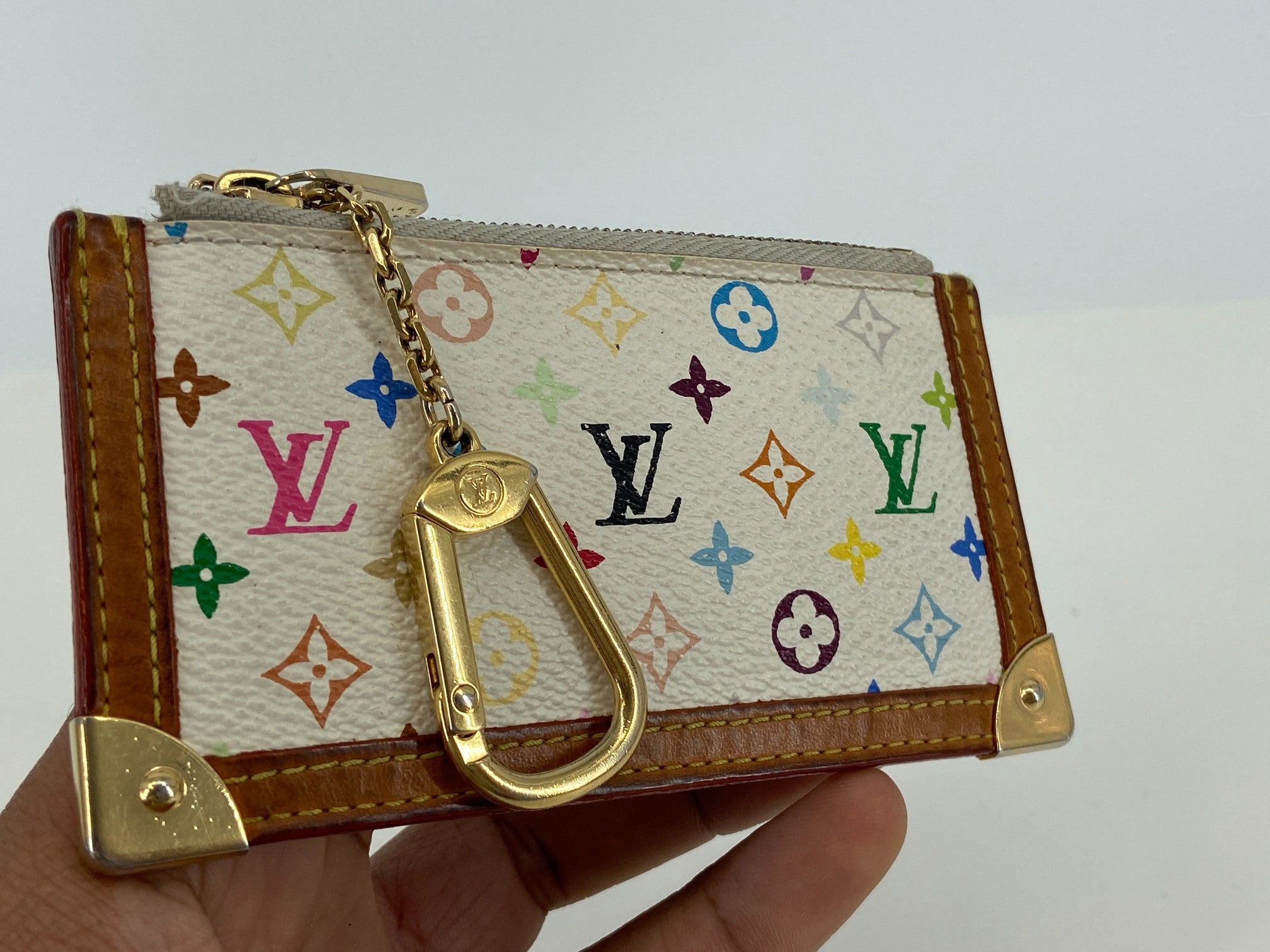 Louis Vuitton Pochette Cles Key Pouch Murakami Multicolor White incl. Box